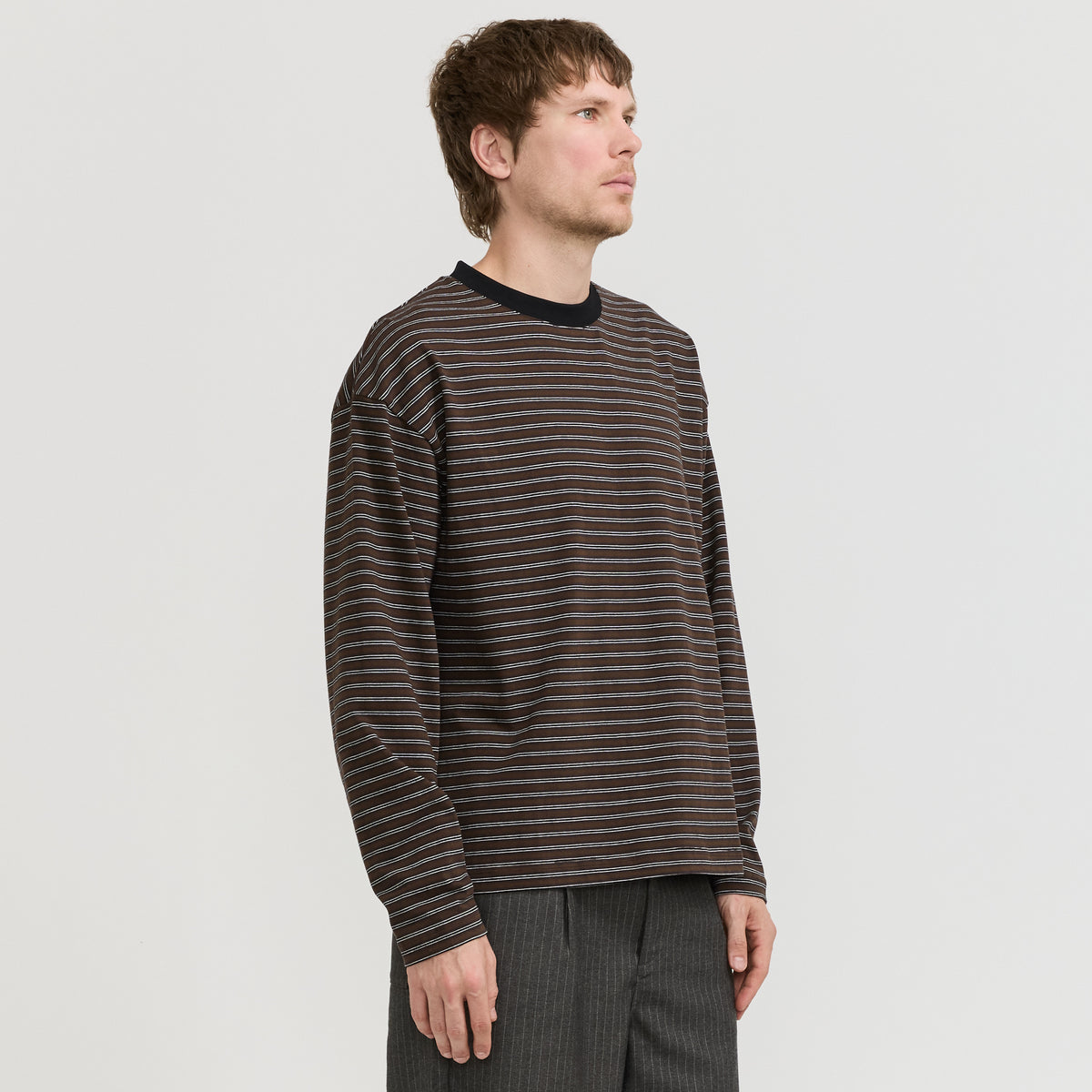 Kerferd Striped LS Tee Brown