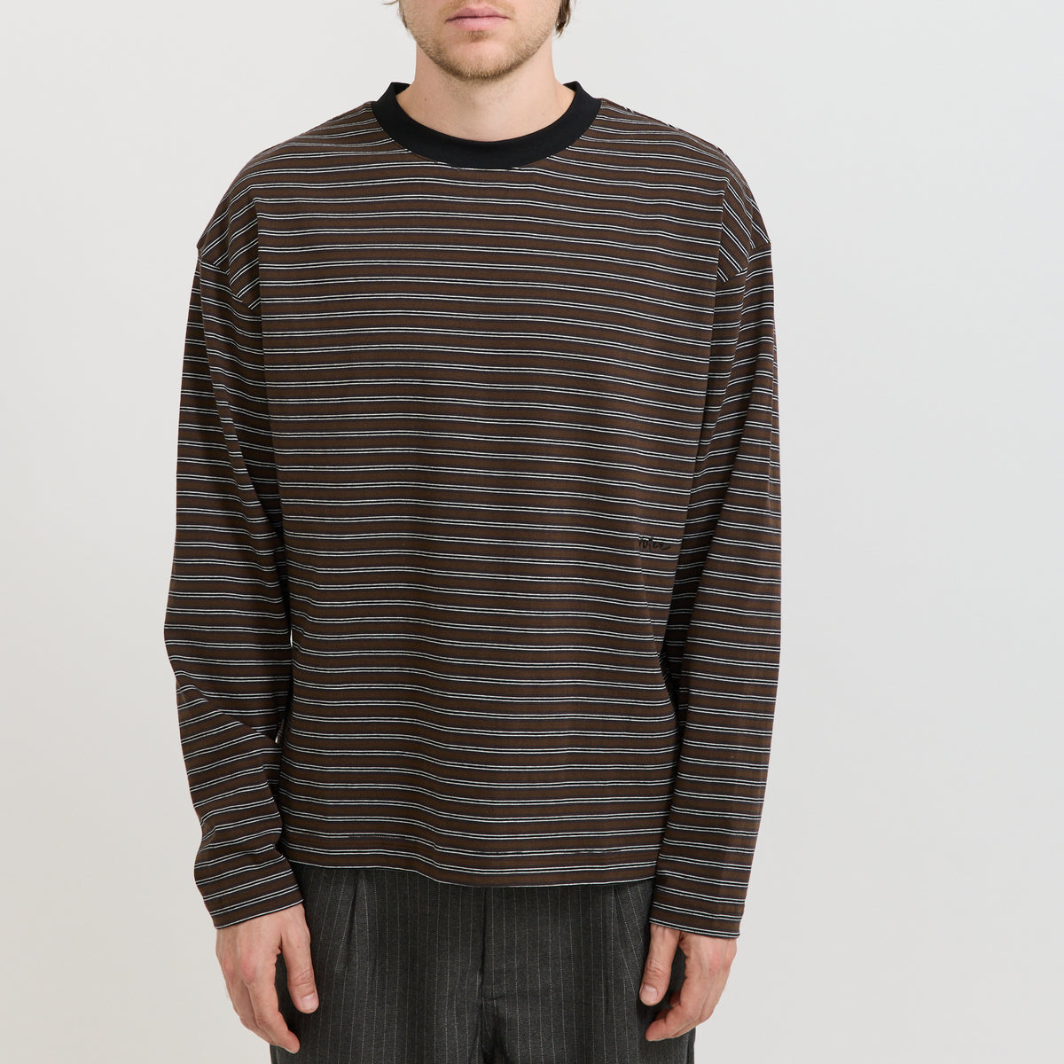 Kerferd Striped LS Tee Brown