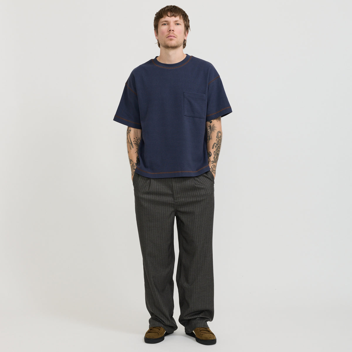 Waffle Pocket Tee Navy