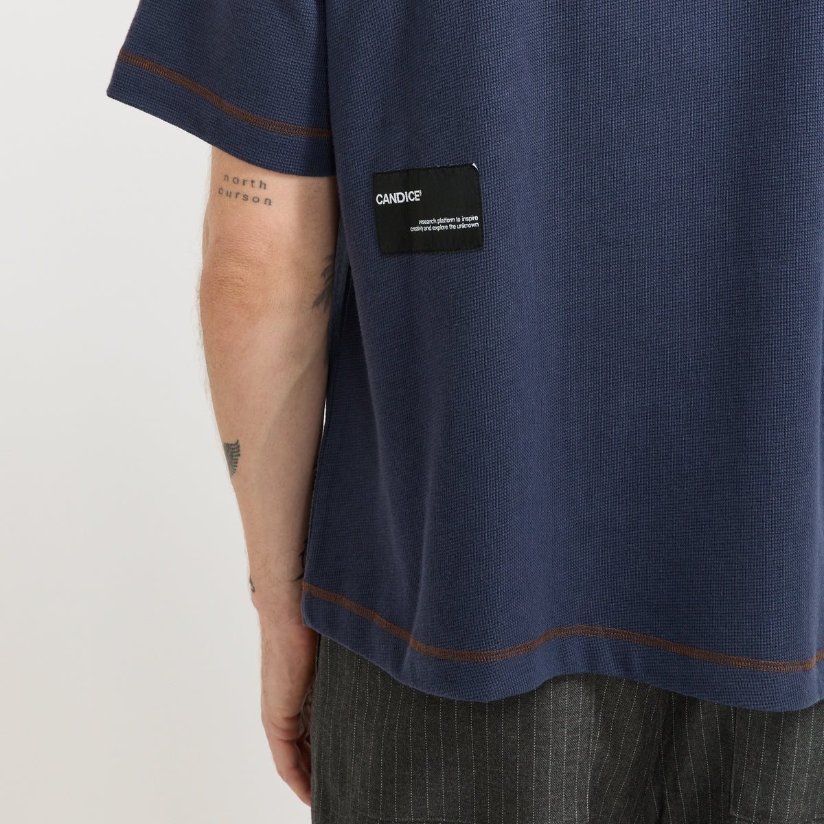 Waffle Pocket Tee Navy