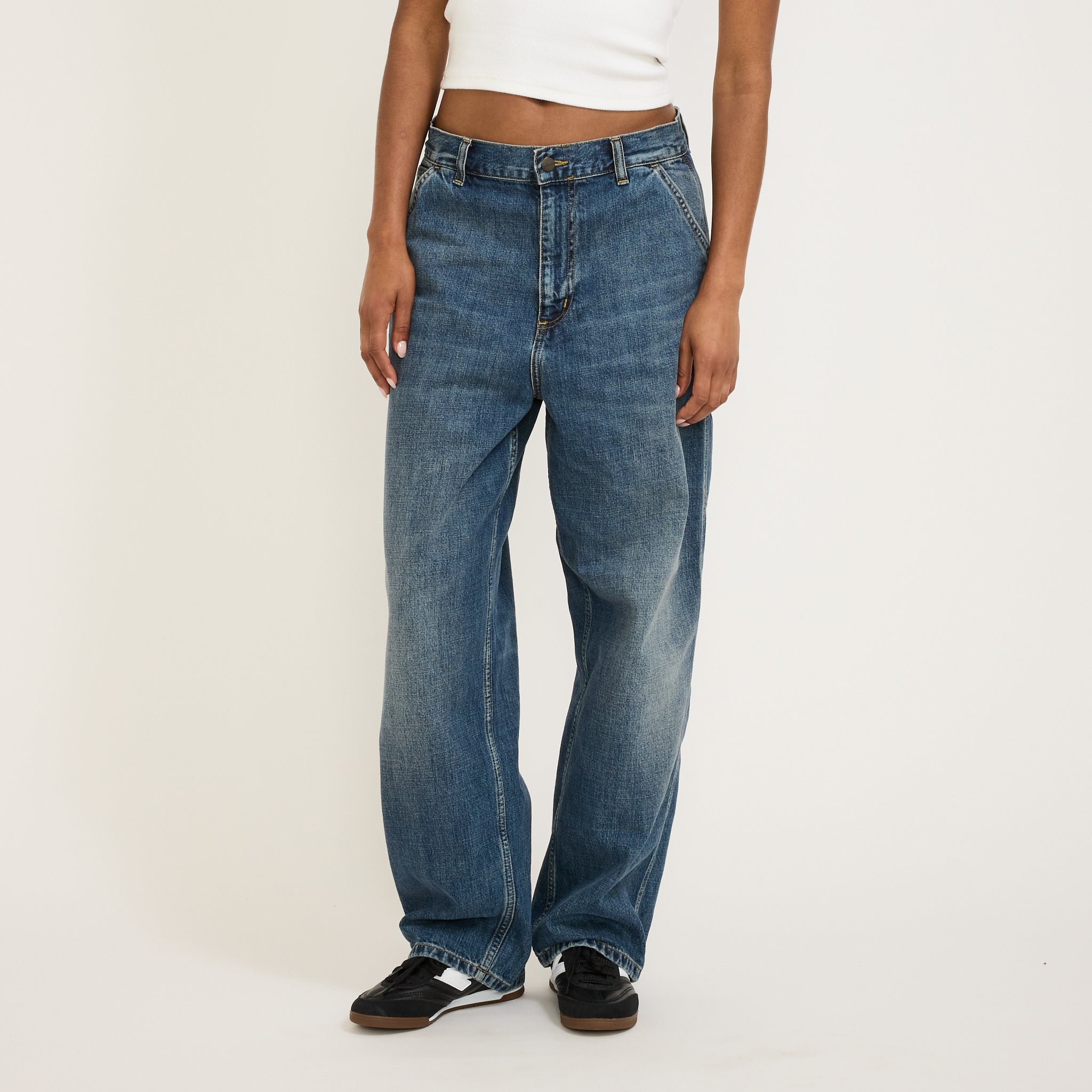 Carhartt WIP | Women's Brandon Single Knee Pant Blue Dark Used Wash | Maplestore