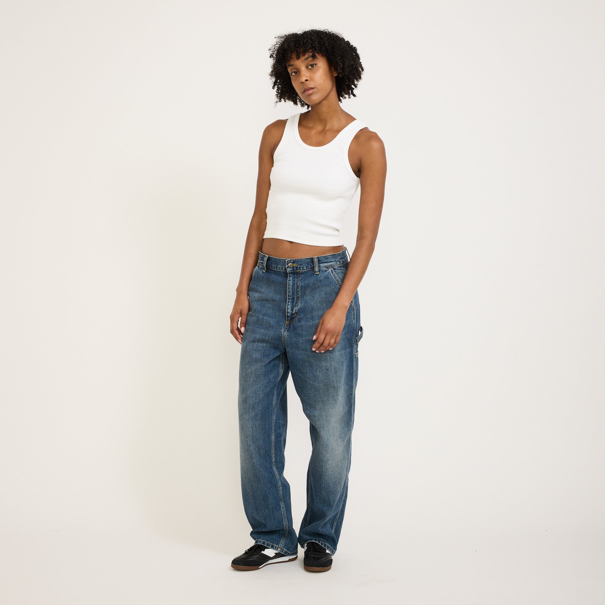 Carhartt WIP | Women's Brandon Single Knee Pant Blue Dark Used Wash | Maplestore