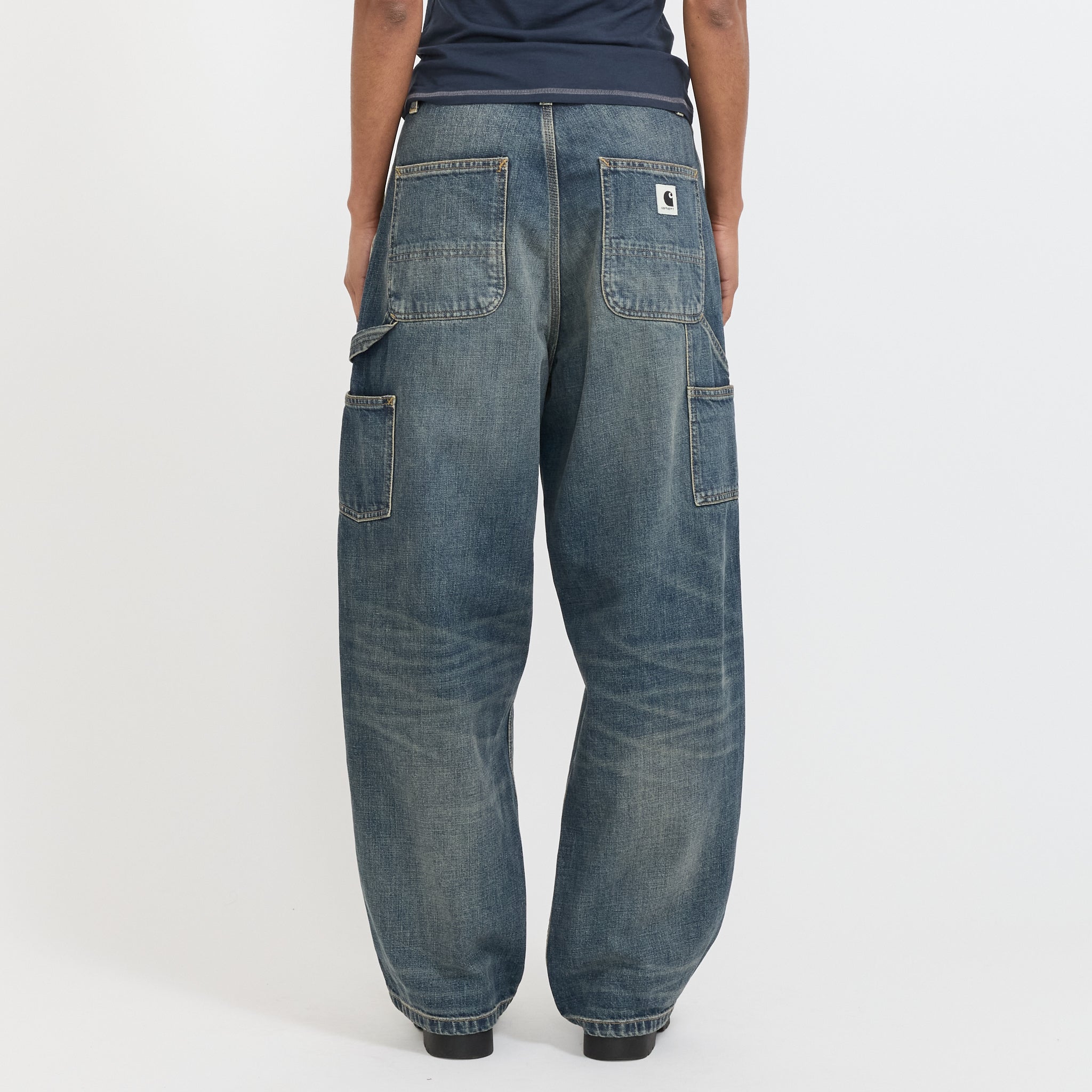 Women's Brandon Single Knee Pant Blue Worn Used Wash