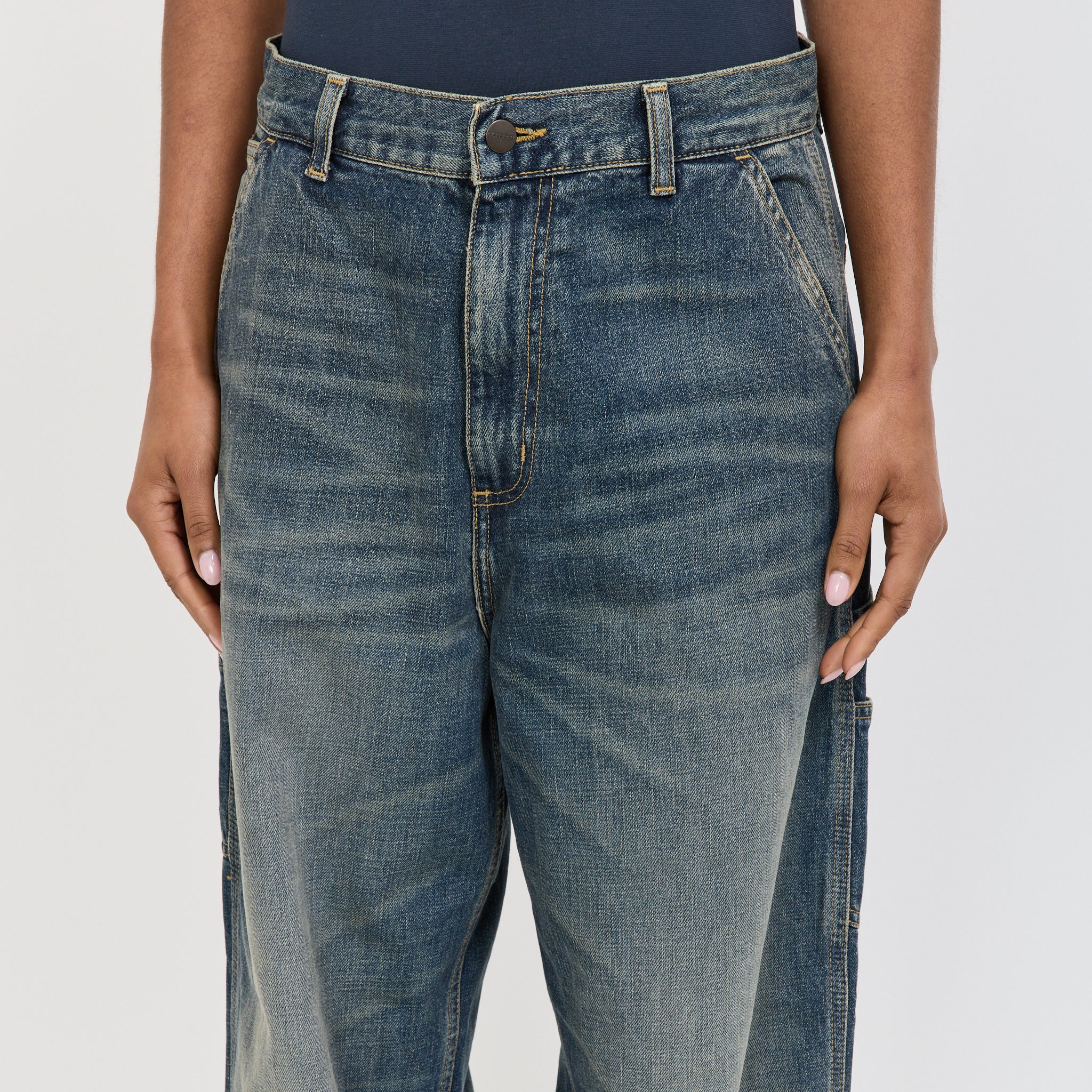 Women's Brandon Single Knee Pant Blue Worn Used Wash