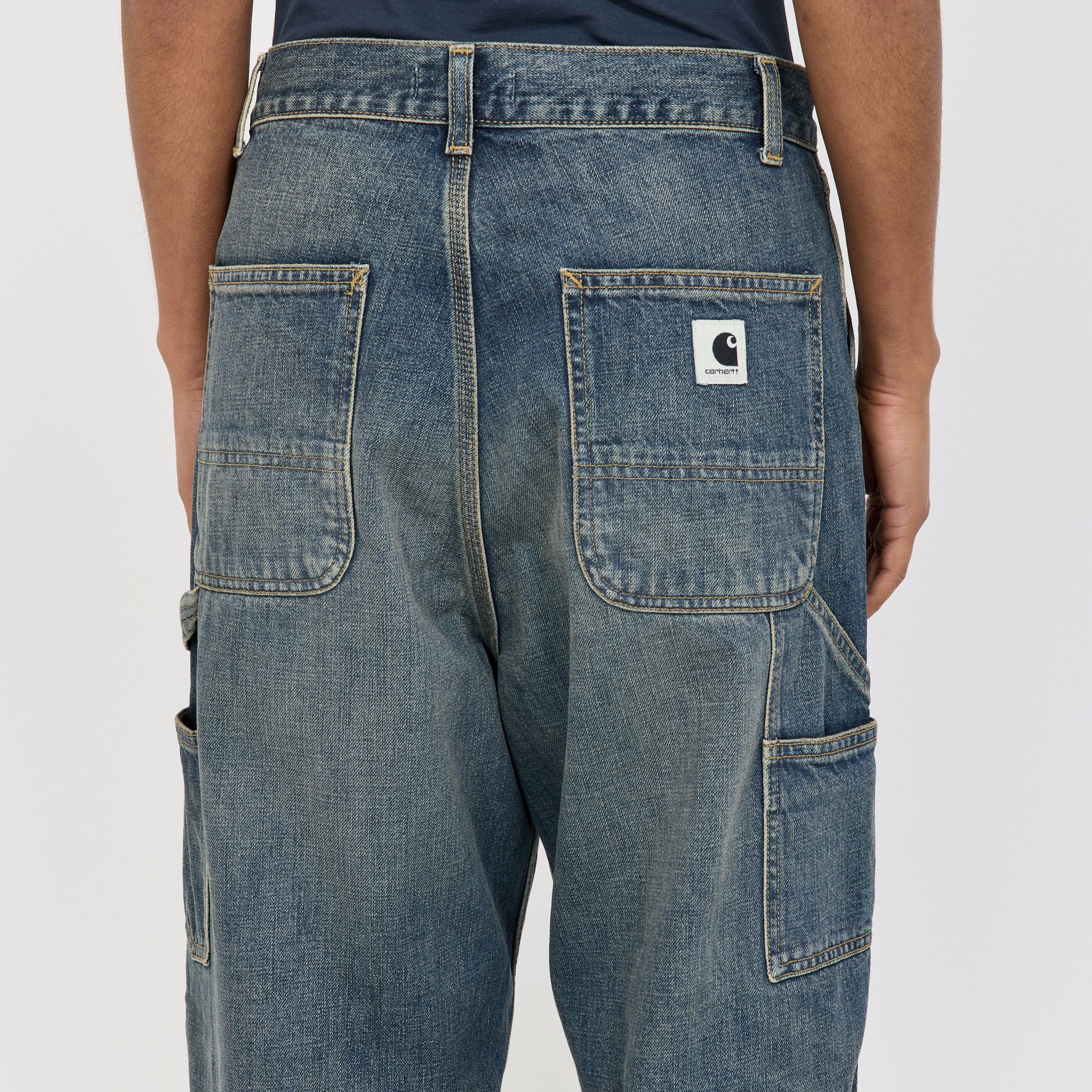 Women's Brandon Single Knee Pant Blue Worn Used Wash