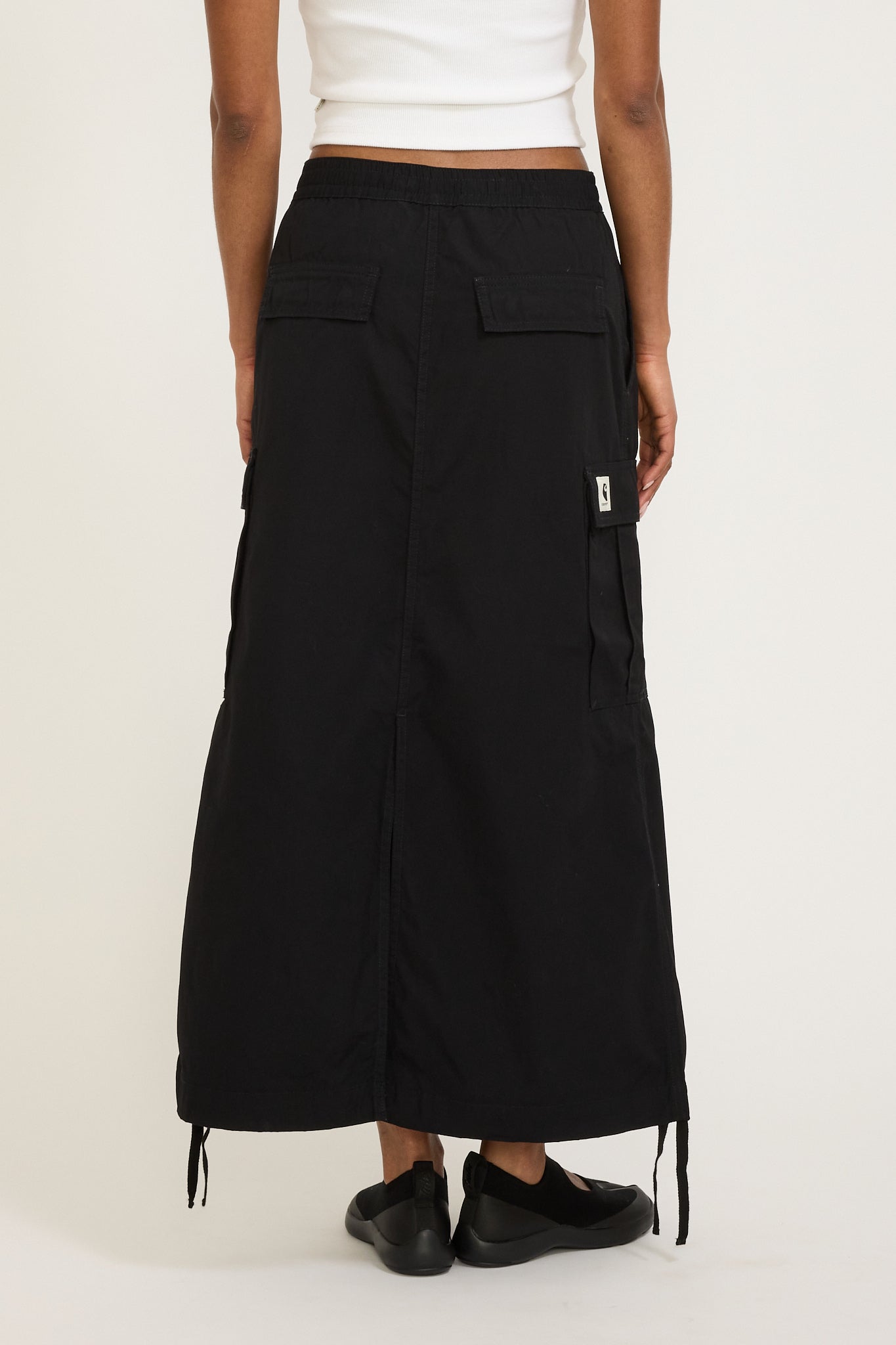 Women's Cargo Skirt Long Black Rinsed