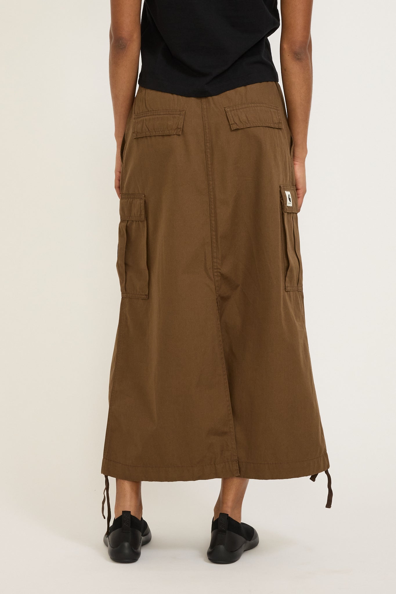 Women's Cargo Skirt Long Chocolate Rinsed