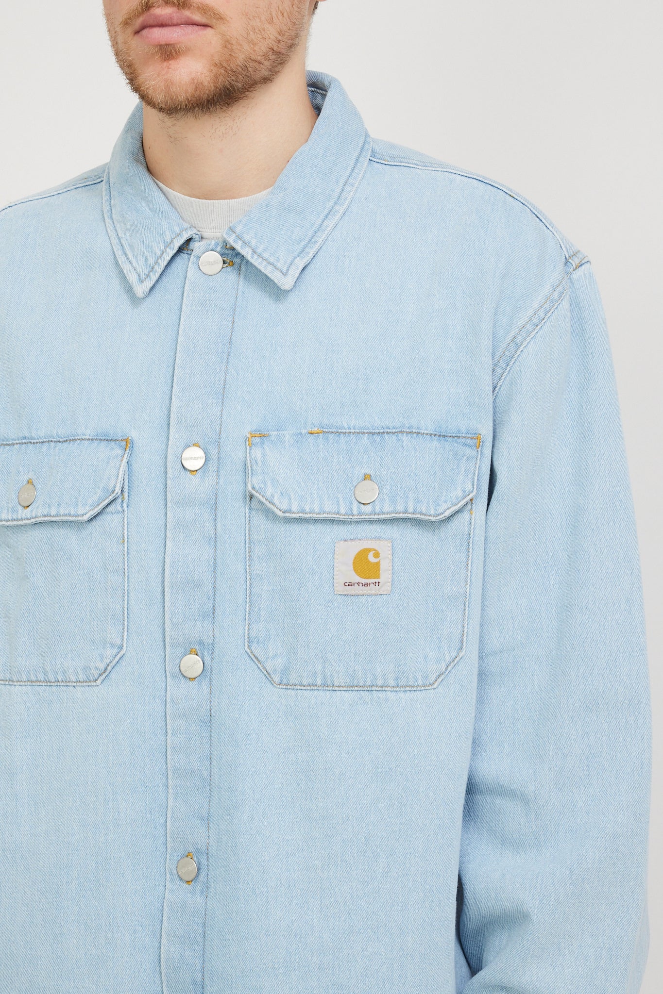 Carhartt WIP | Harvey Shirt Jacket Blue Stone Bleached | Maplestore