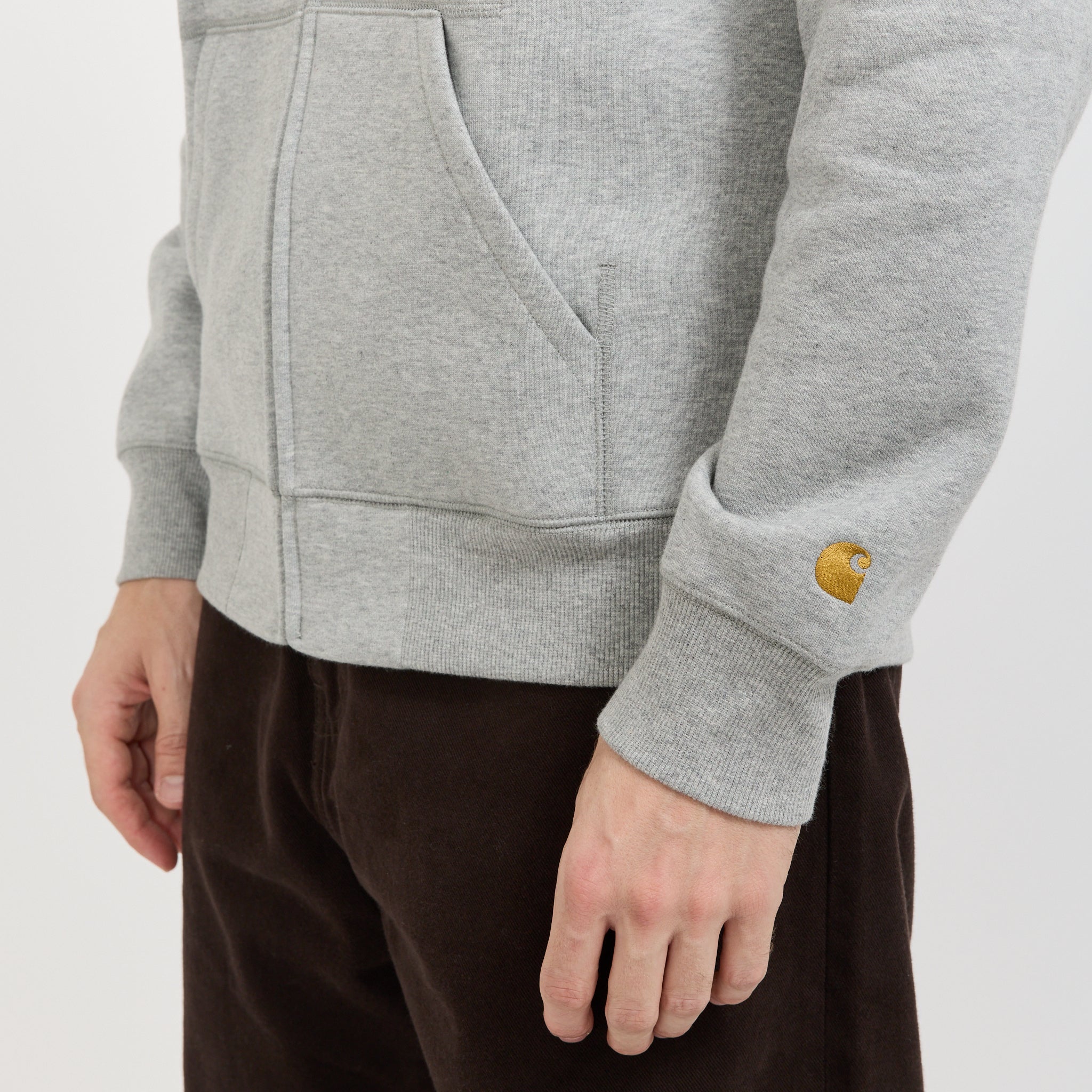 Carhartt WIP | Hooded Chase Jacket Grey Heather/Gold | Maplestore