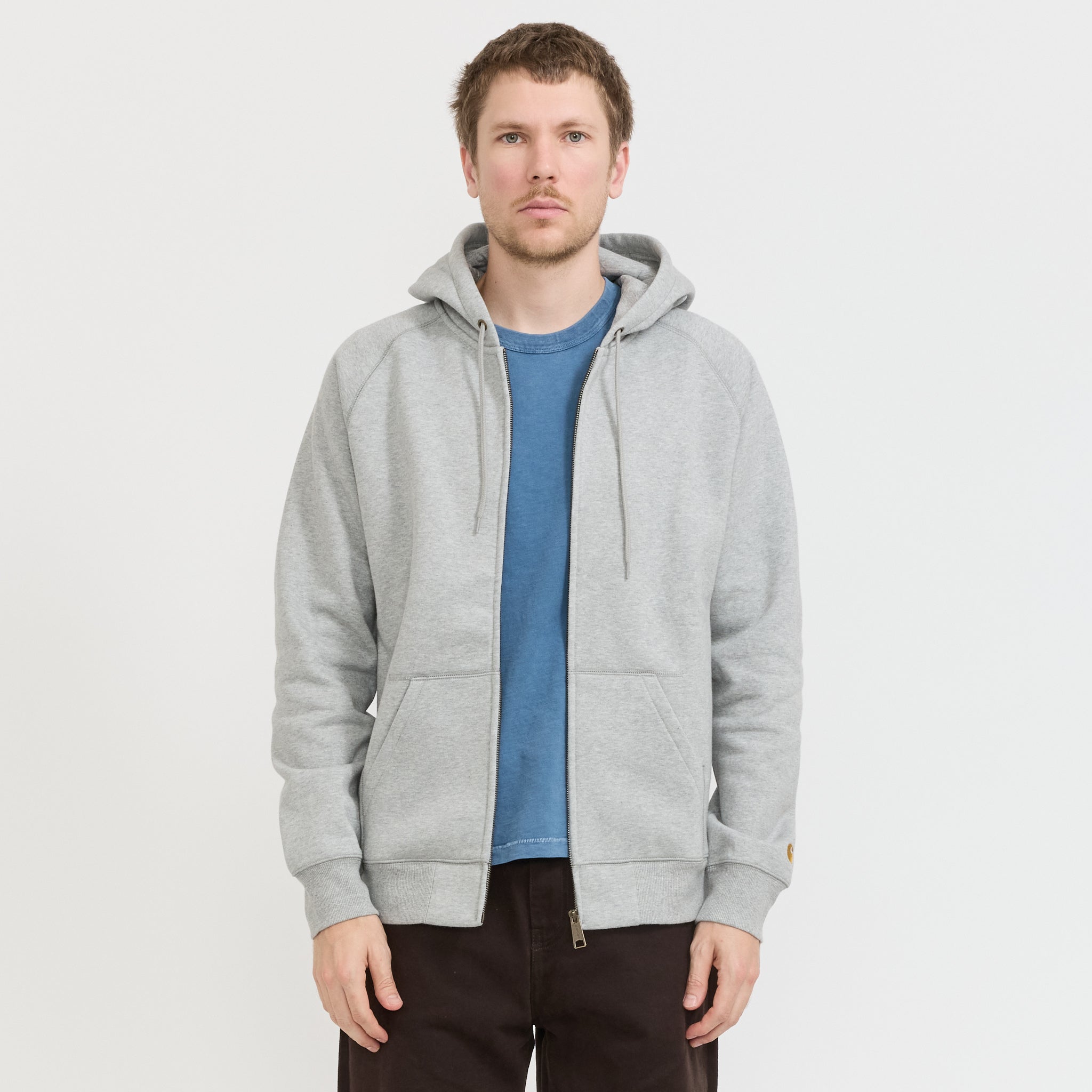 Carhartt WIP | Hooded Chase Jacket Grey Heather/Gold | Maplestore