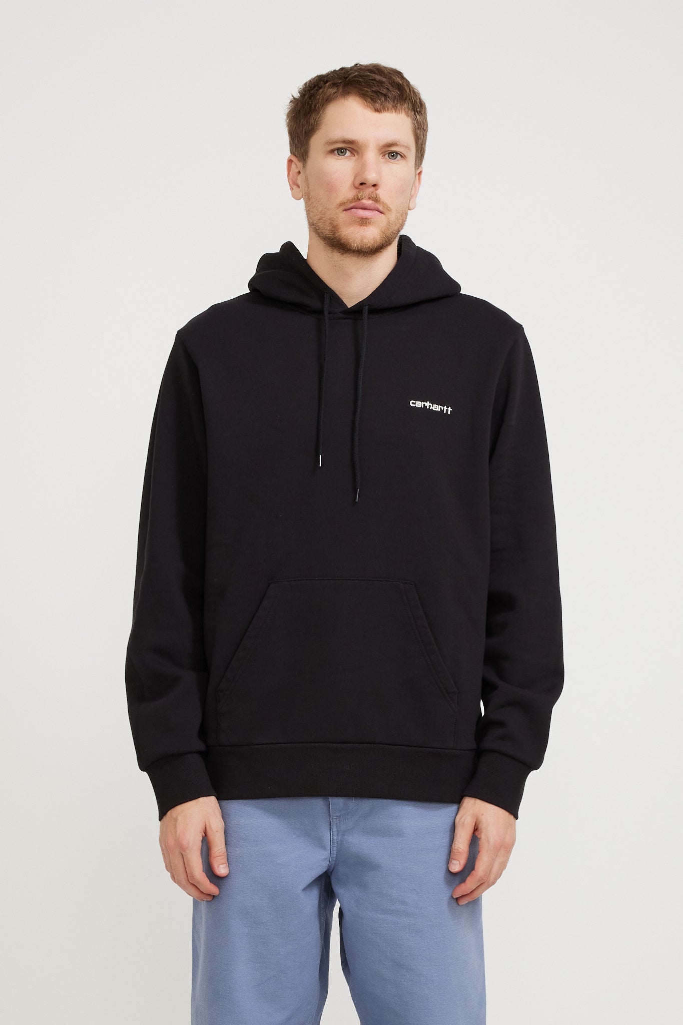 Carhartt WIP | Hooded Script Embroidery Sweat Black/White | Maplestore