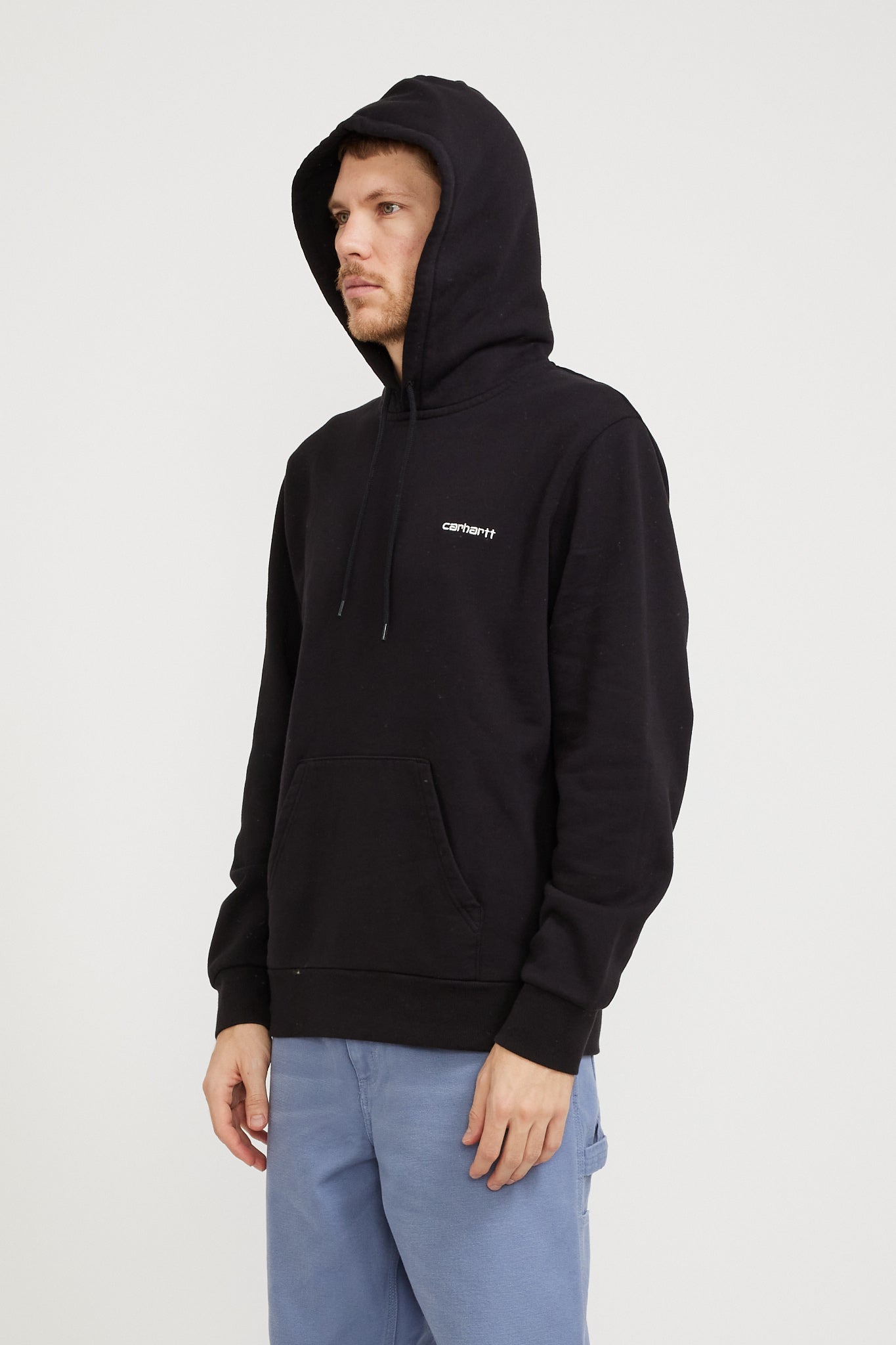 Carhartt WIP | Hooded Script Embroidery Sweat Black/White | Maplestore