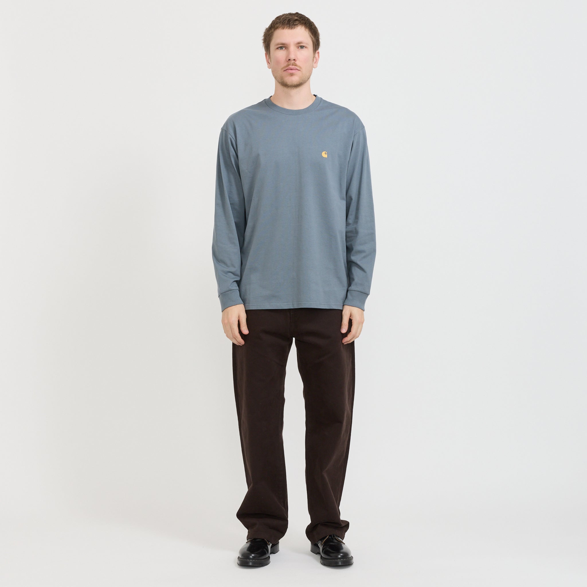 Carhartt WIP | L/S Chase T-Shirt Cozy Blue/Gold | Maplestore