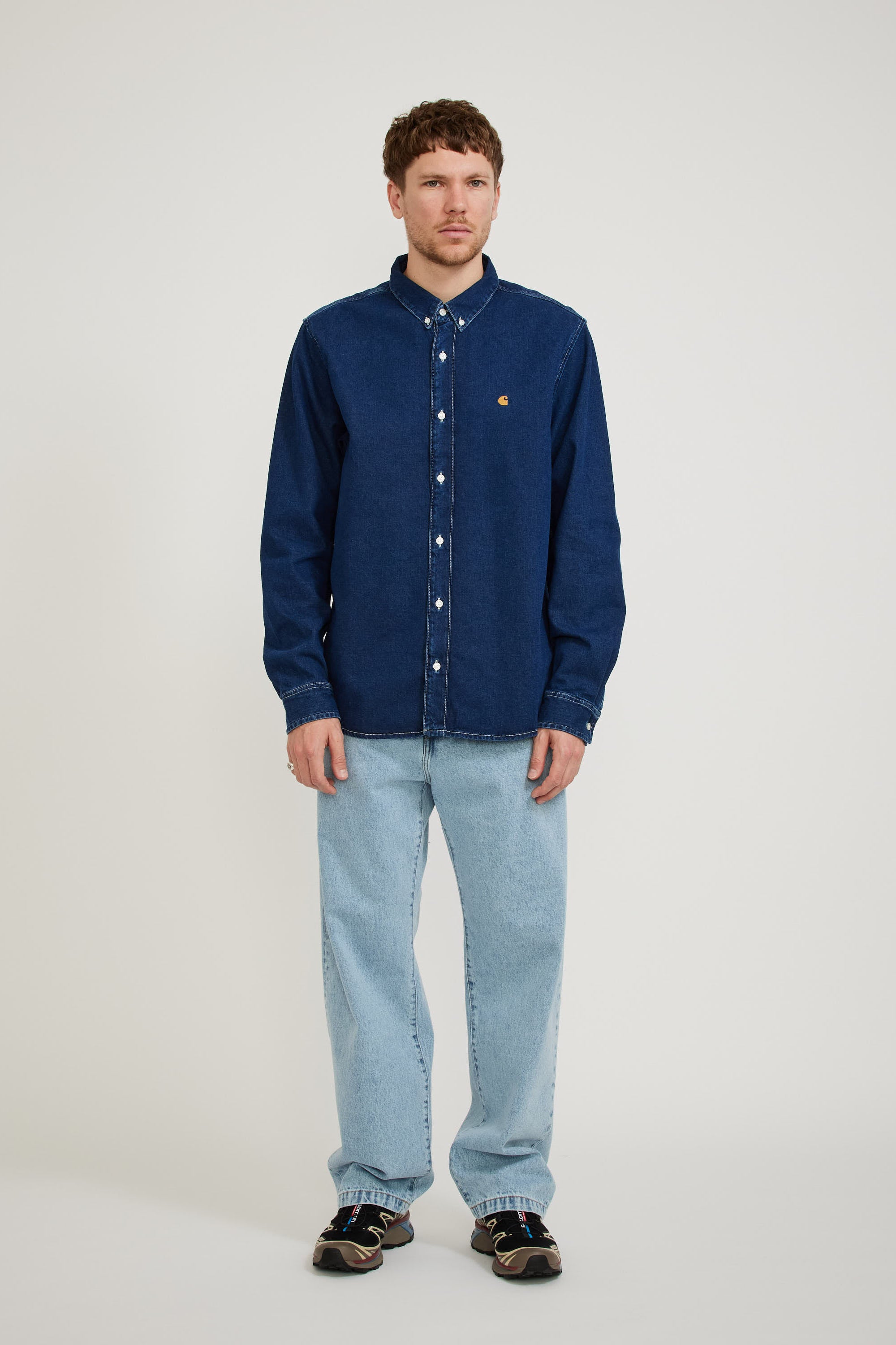 Carhartt WIP | L/S Weldon Shirt Blue Stone Washed | Maplestore