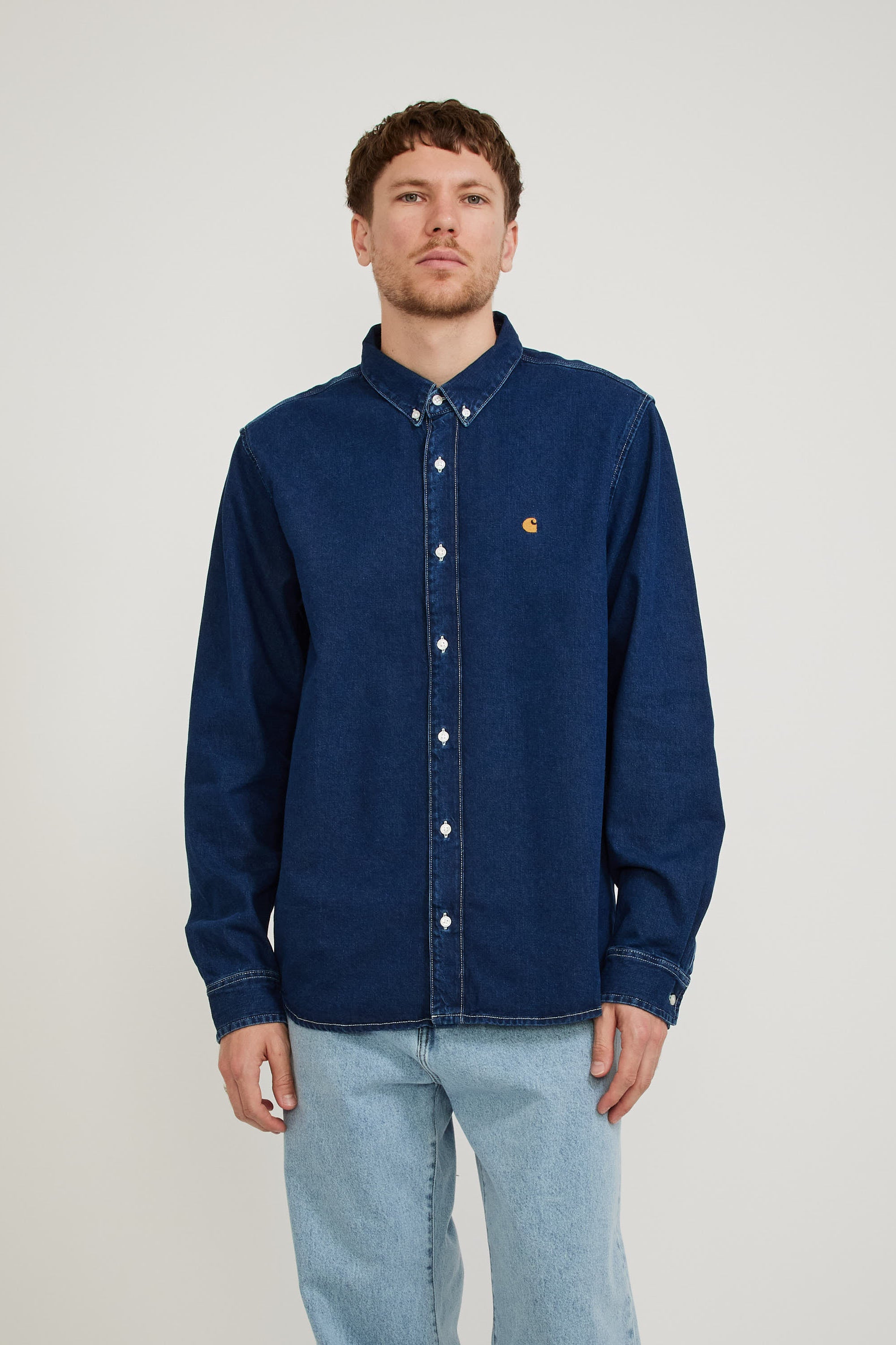 Carhartt WIP | L/S Weldon Shirt Blue Stone Washed | Maplestore