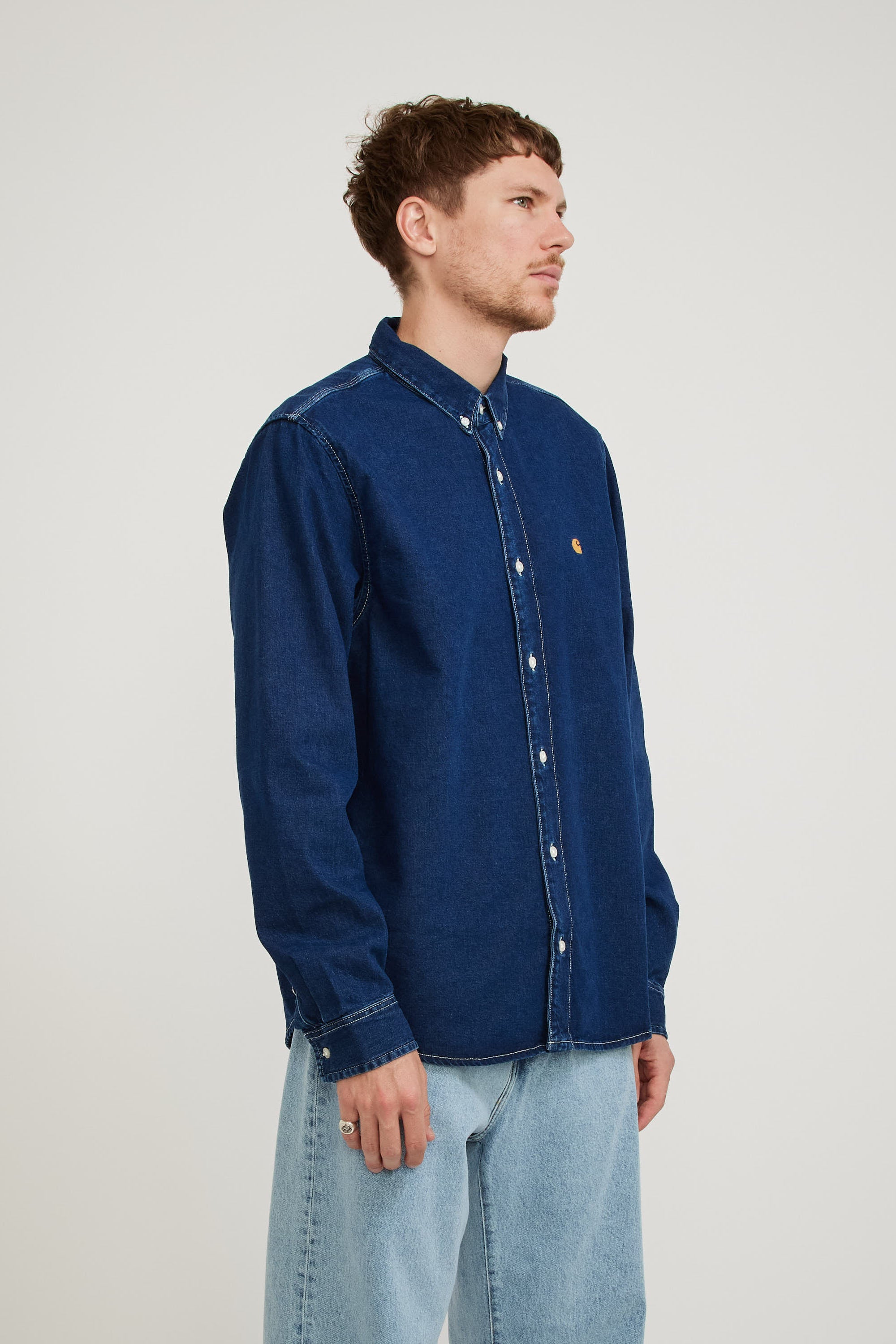 Carhartt WIP | L/S Weldon Shirt Blue Stone Washed | Maplestore