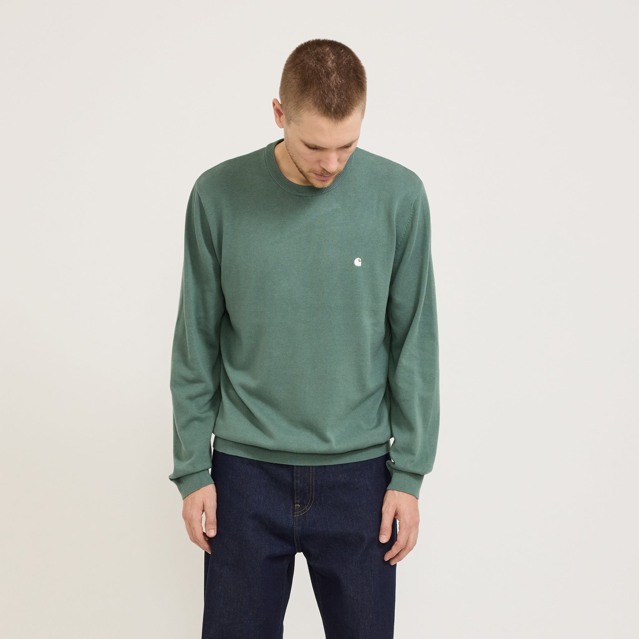 Carhartt WIP Madison Sweater Silver Pine/White | Maplestore