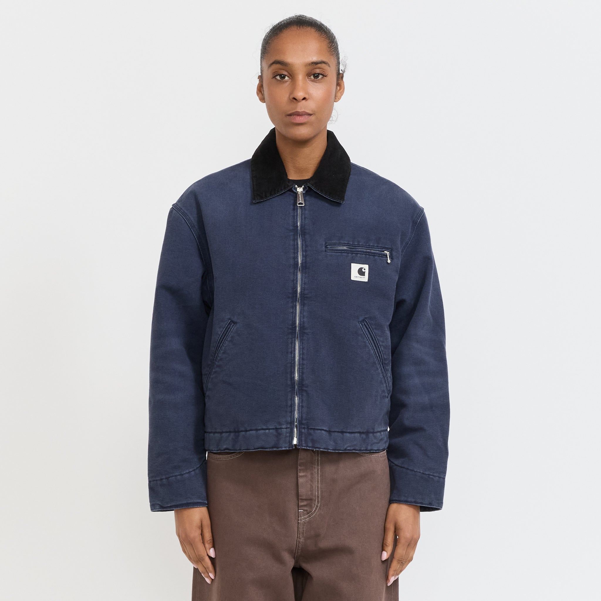 Carhartt Detroit Jacket ネイビー Women's OG Detroit Jacket Dark Navy/Black Stone Canvas | Maplestore