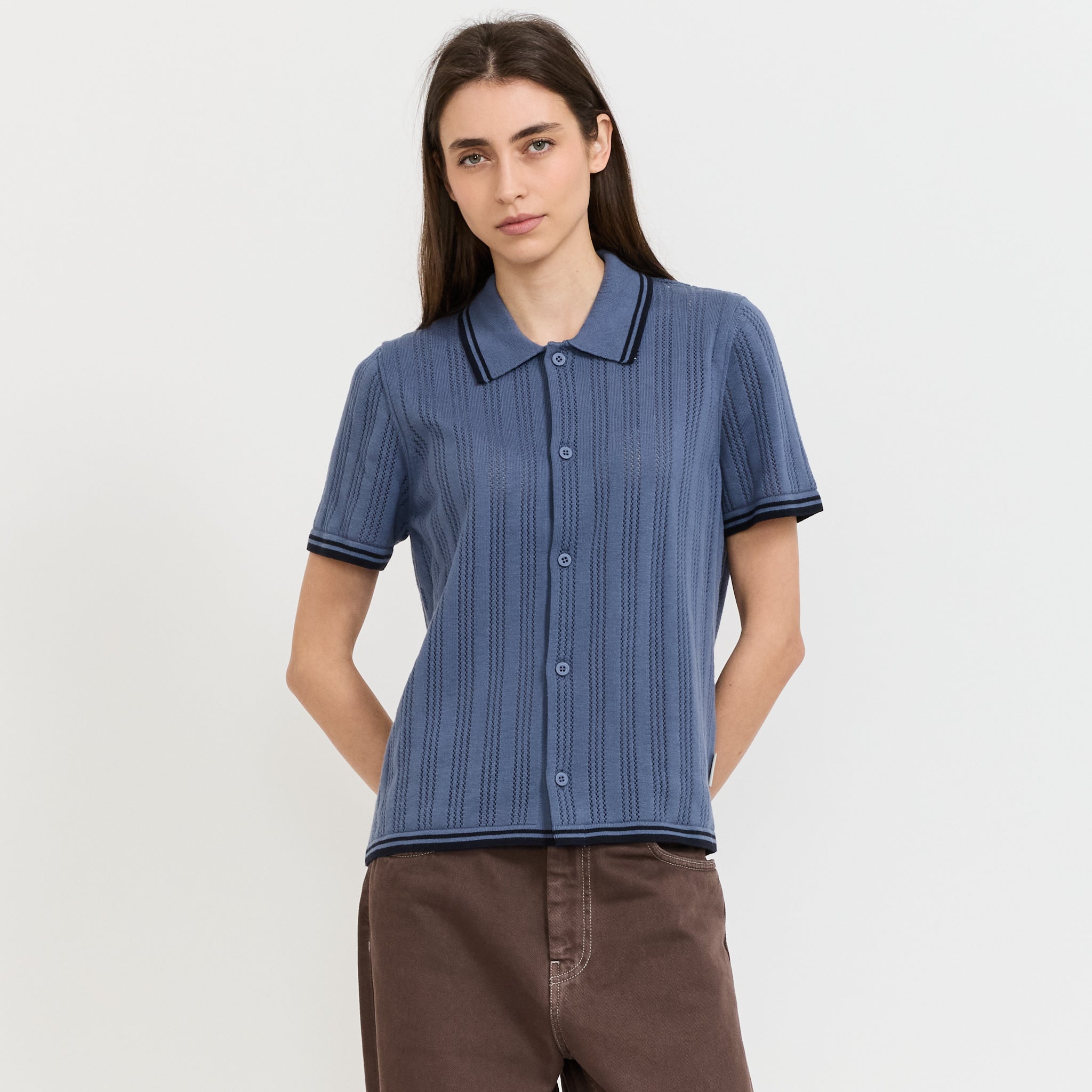 S/S Ramsey Knit Shirt Velvet Blue