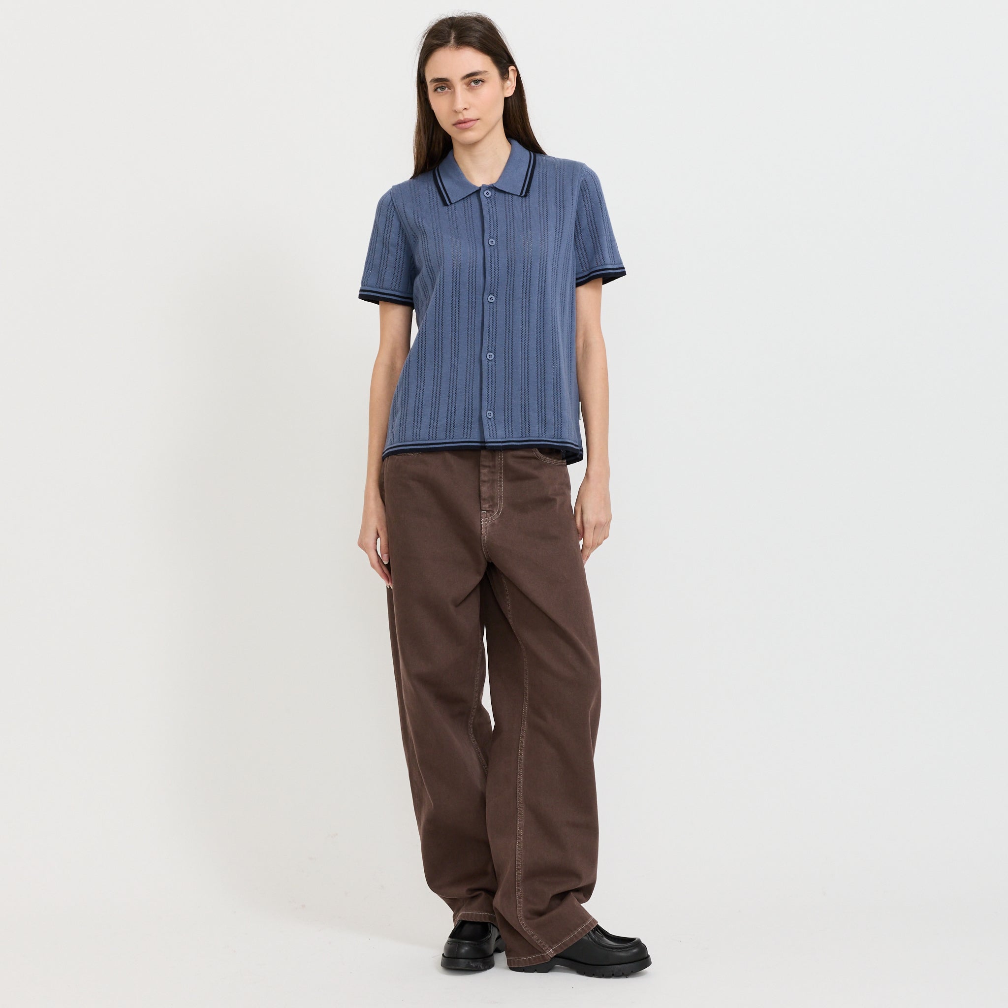 S/S Ramsey Knit Shirt Velvet Blue