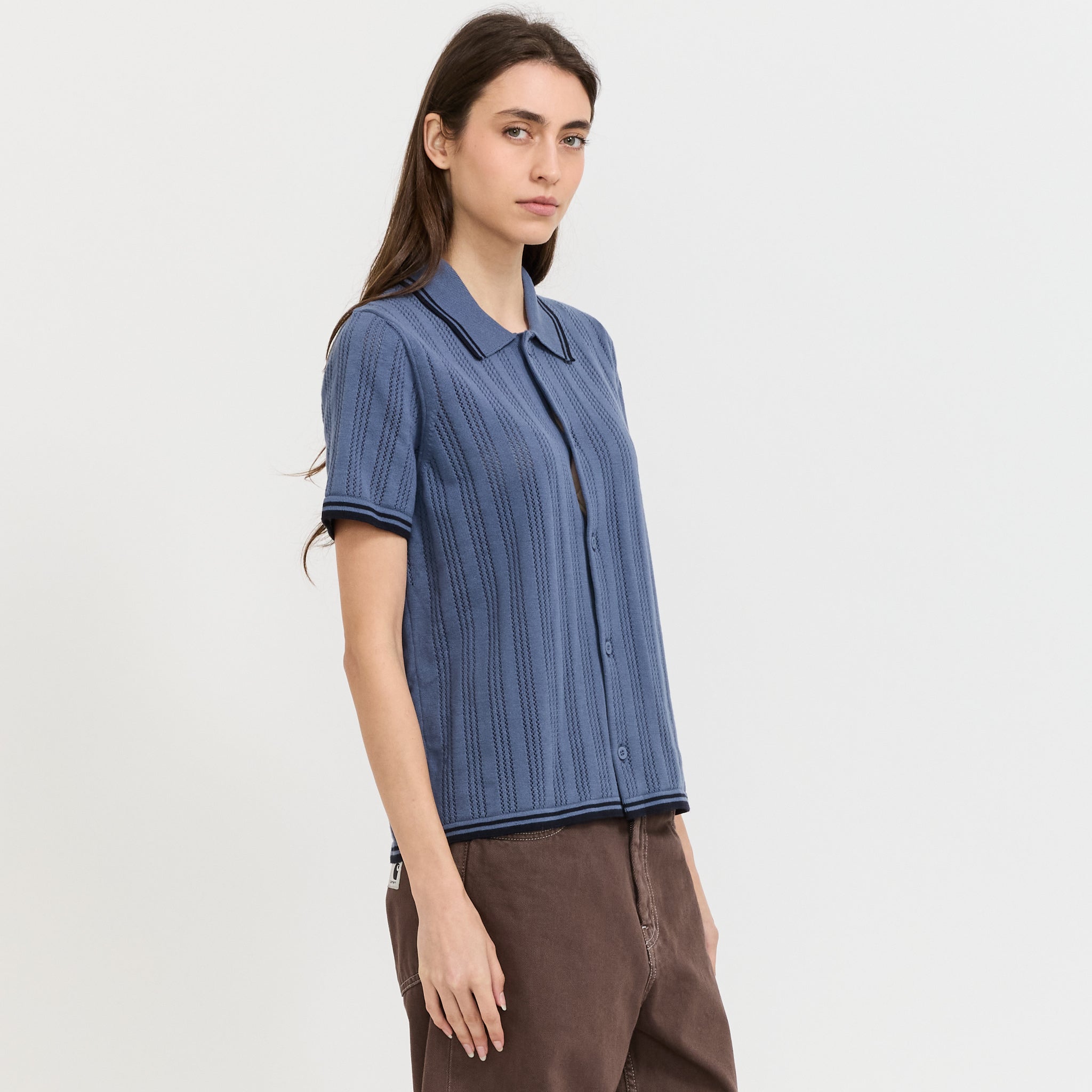S/S Ramsey Knit Shirt Velvet Blue