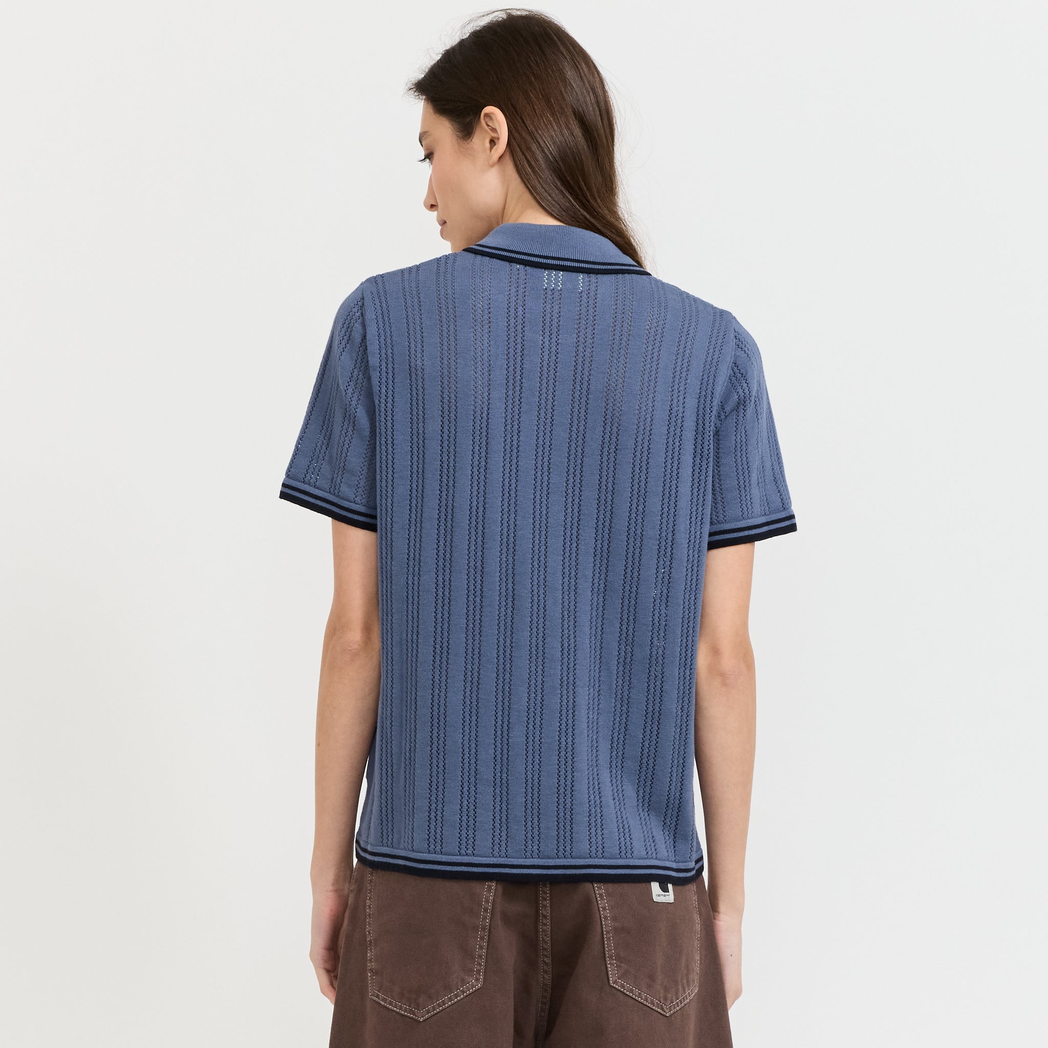 S/S Ramsey Knit Shirt Velvet Blue