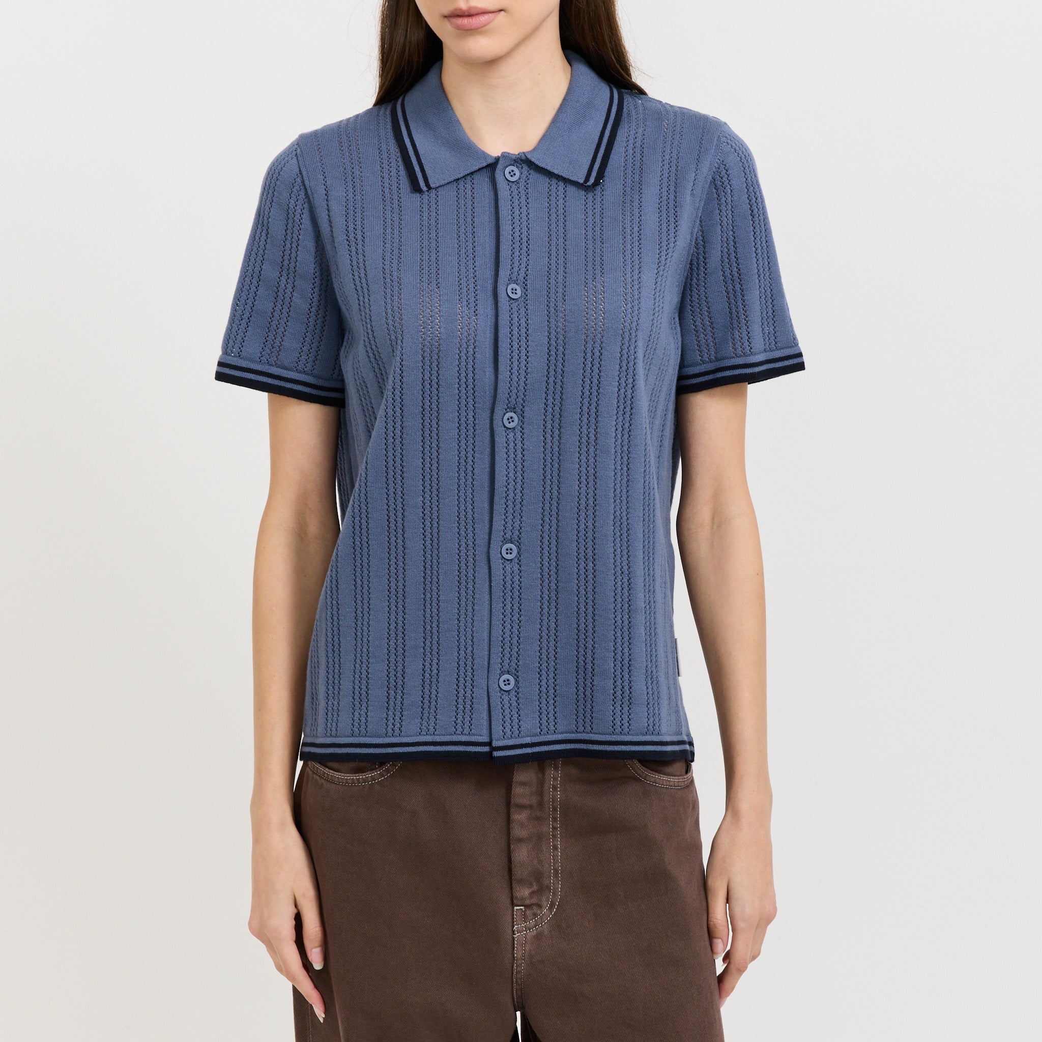 S/S Ramsey Knit Shirt Velvet Blue