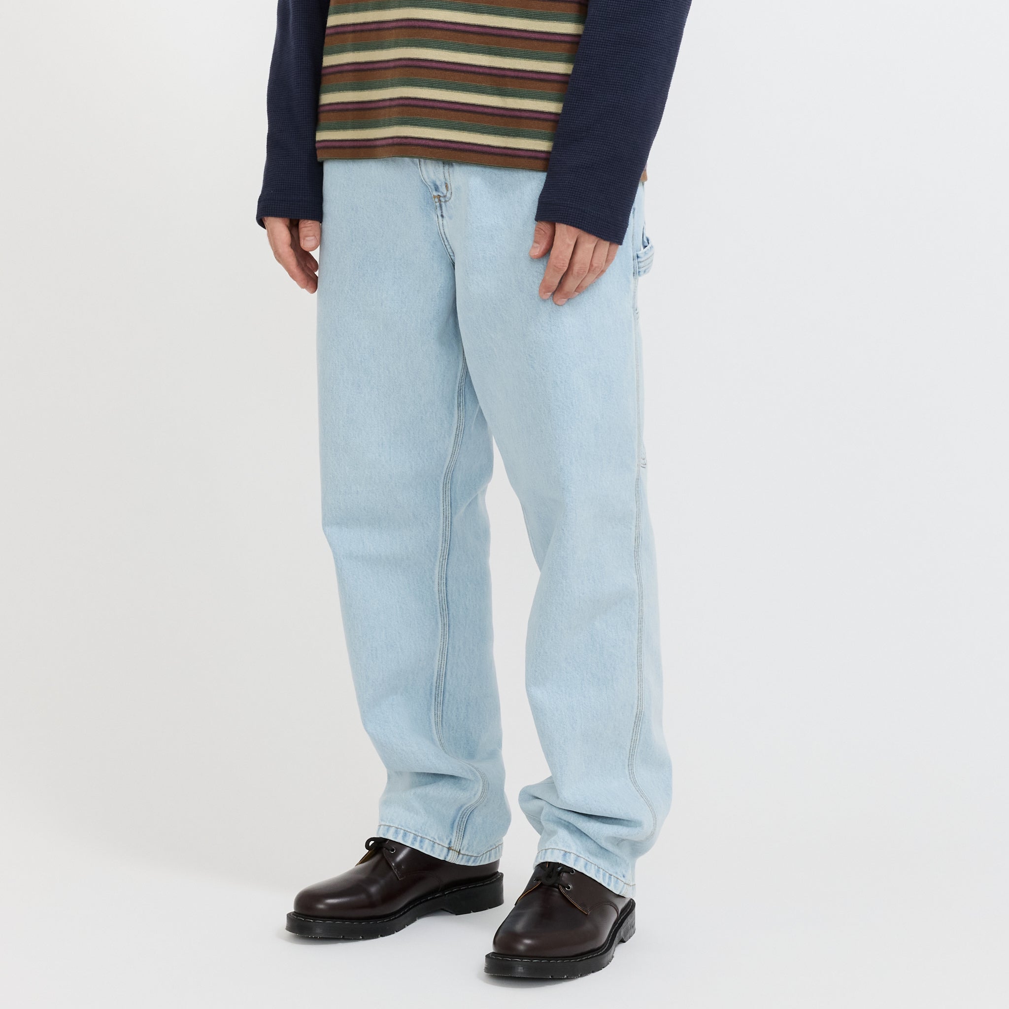 Single Knee Pant Blue Heavy Stone Bleach