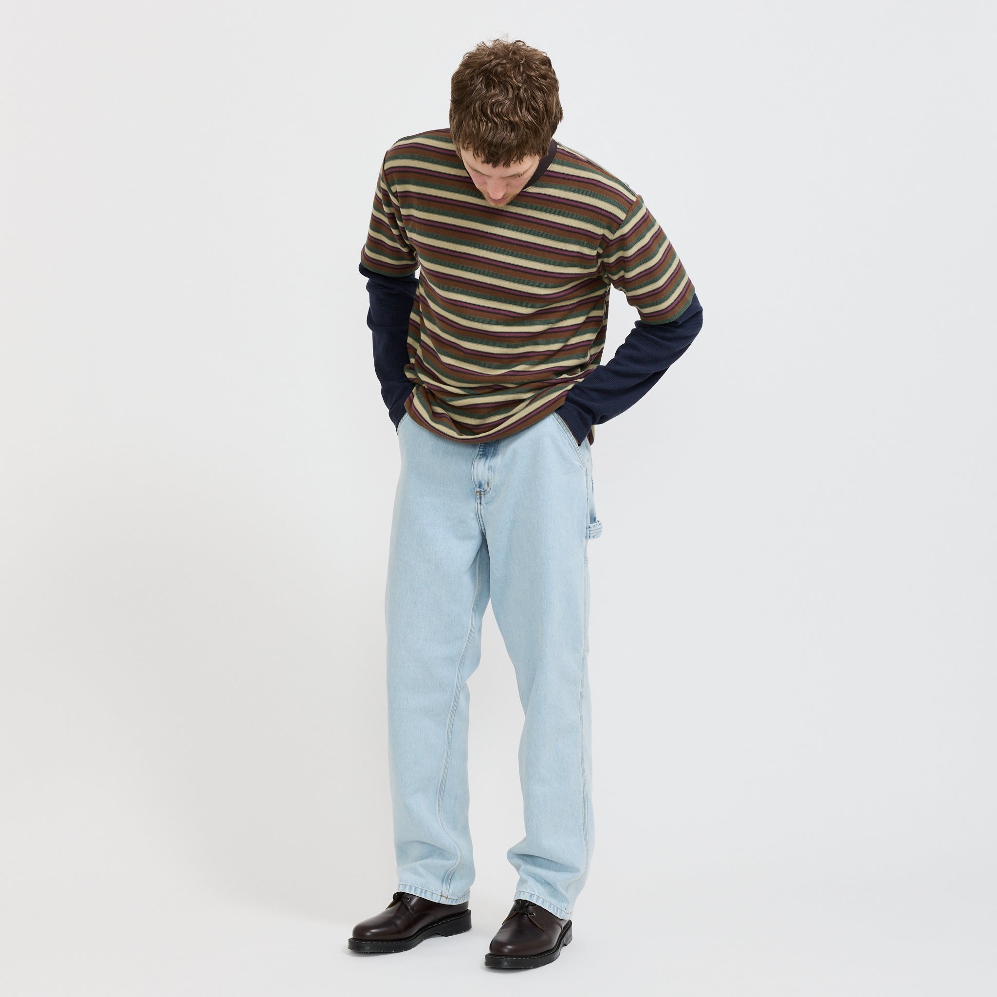 Single Knee Pant Blue Heavy Stone Bleach