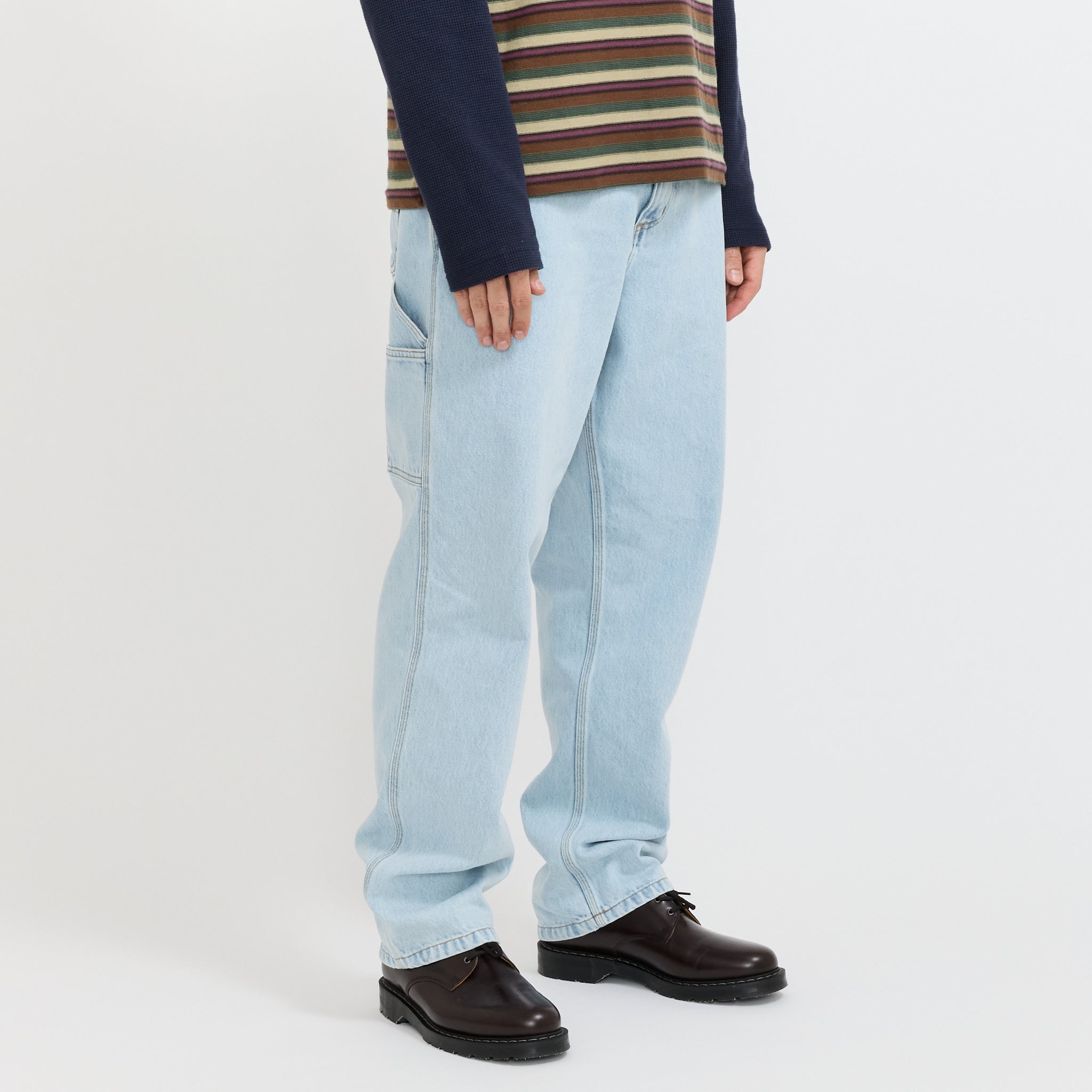 Single Knee Pant Blue Heavy Stone Bleach