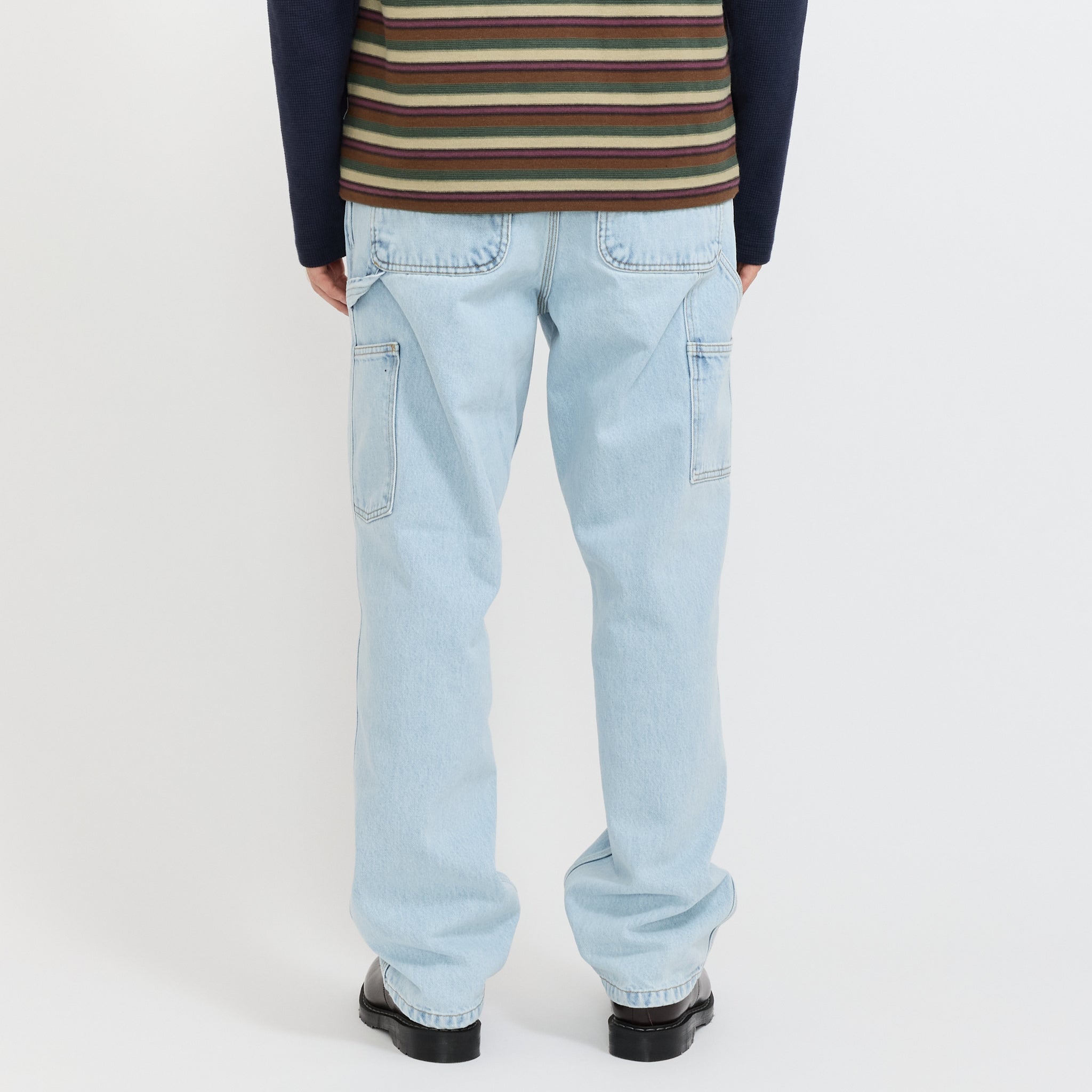 Single Knee Pant Blue Heavy Stone Bleach