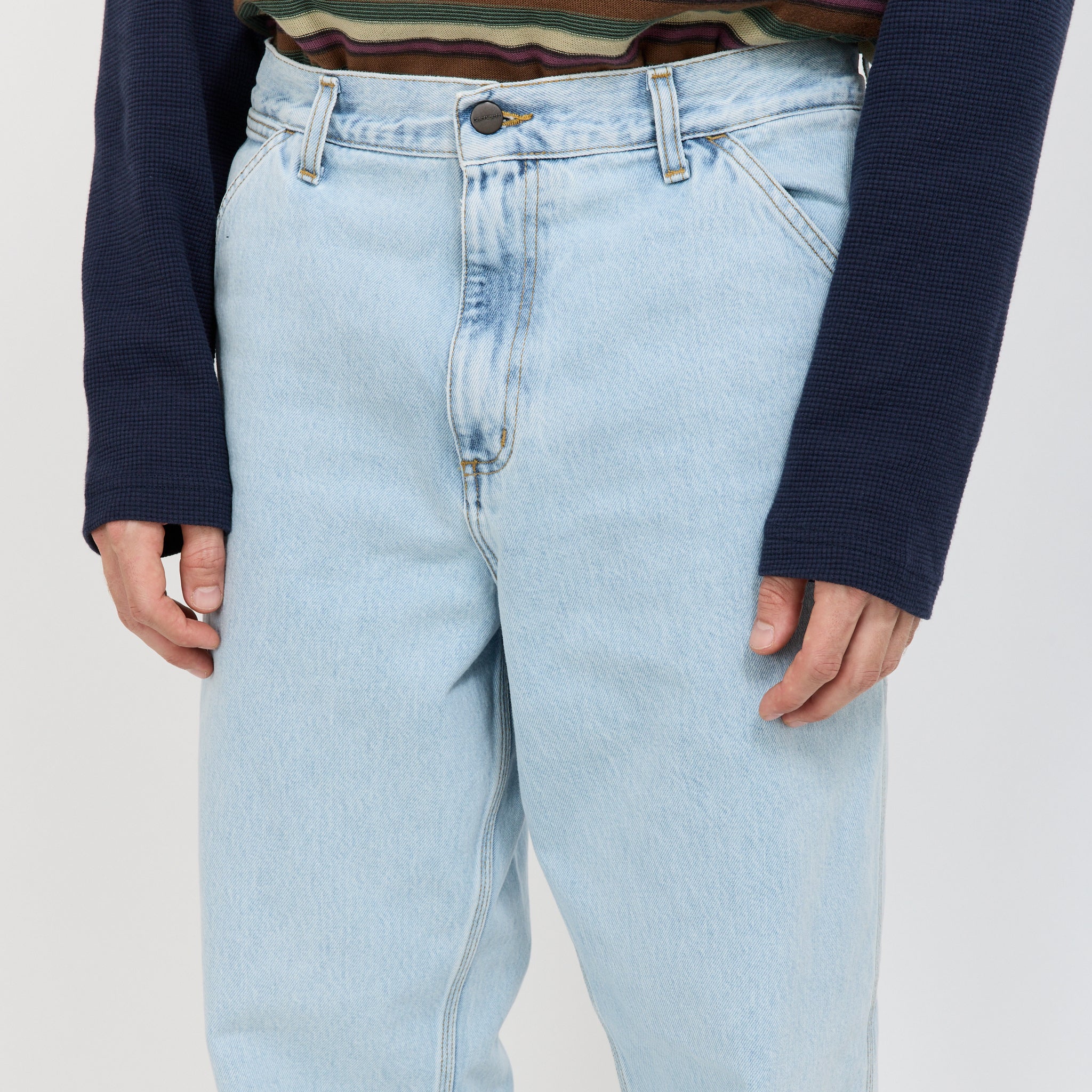 Single Knee Pant Blue Heavy Stone Bleach