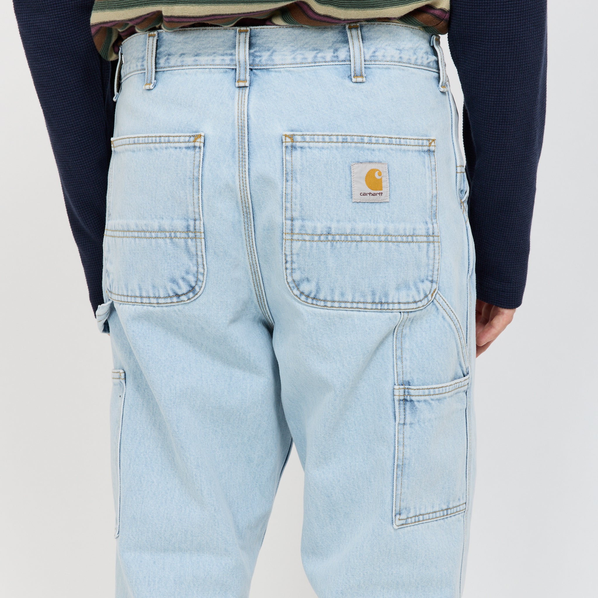 Single Knee Pant Blue Heavy Stone Bleach