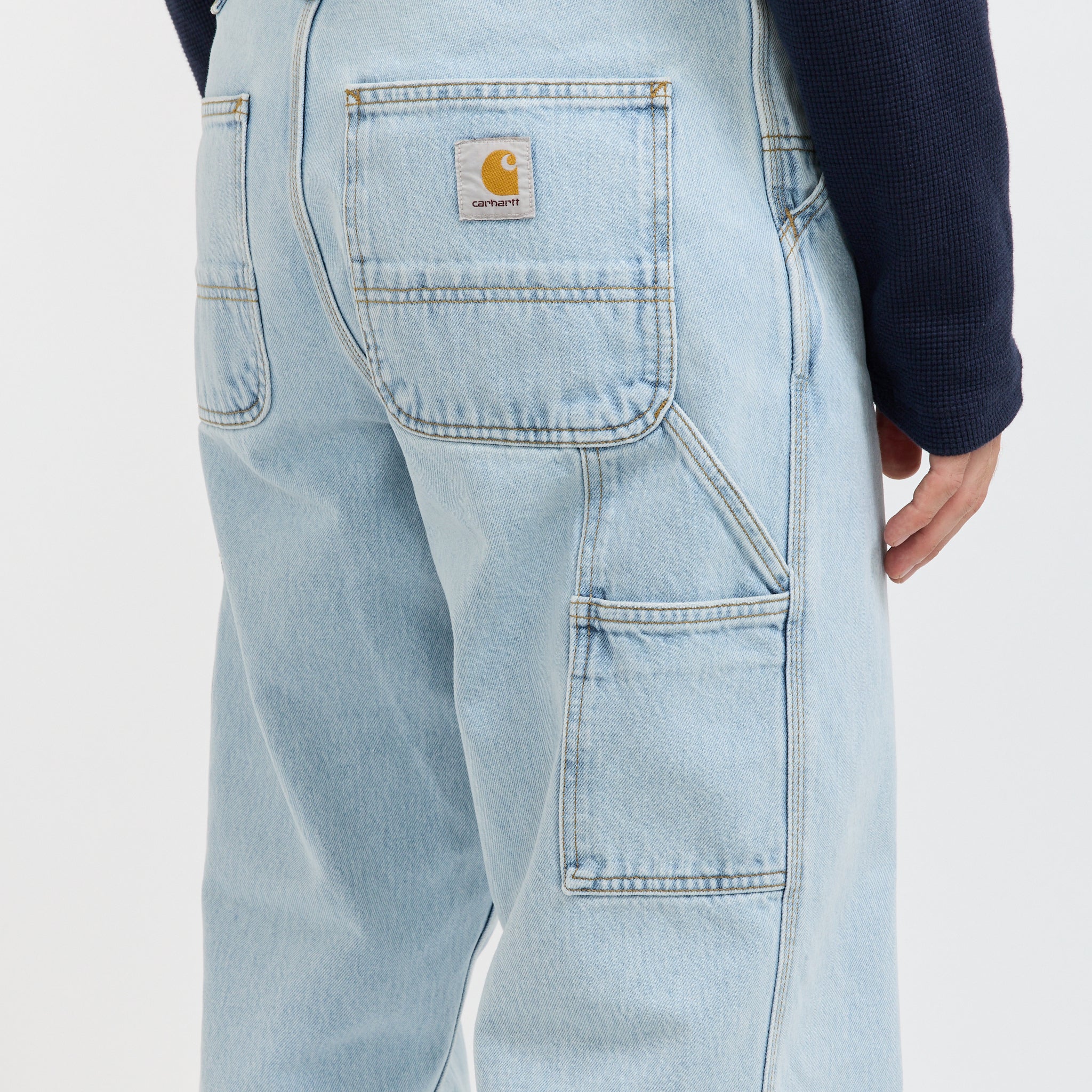 Single Knee Pant Blue Heavy Stone Bleach