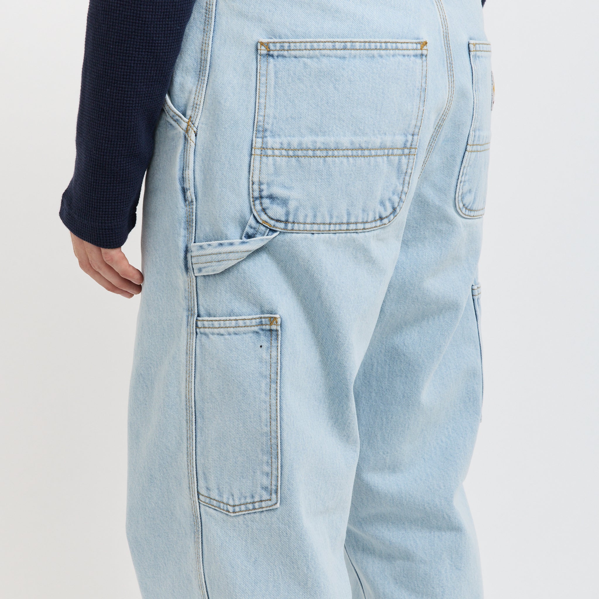 Single Knee Pant Blue Heavy Stone Bleach