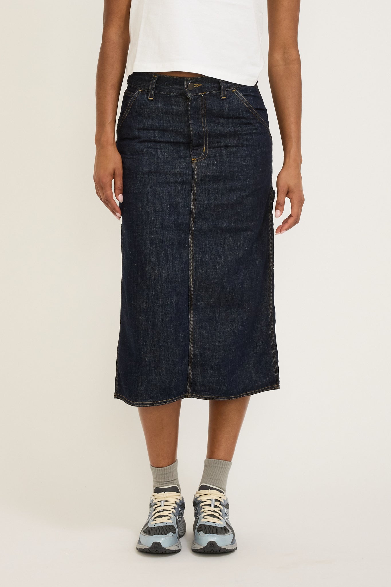 Women's Single Knee Skirt Blue Rinsed