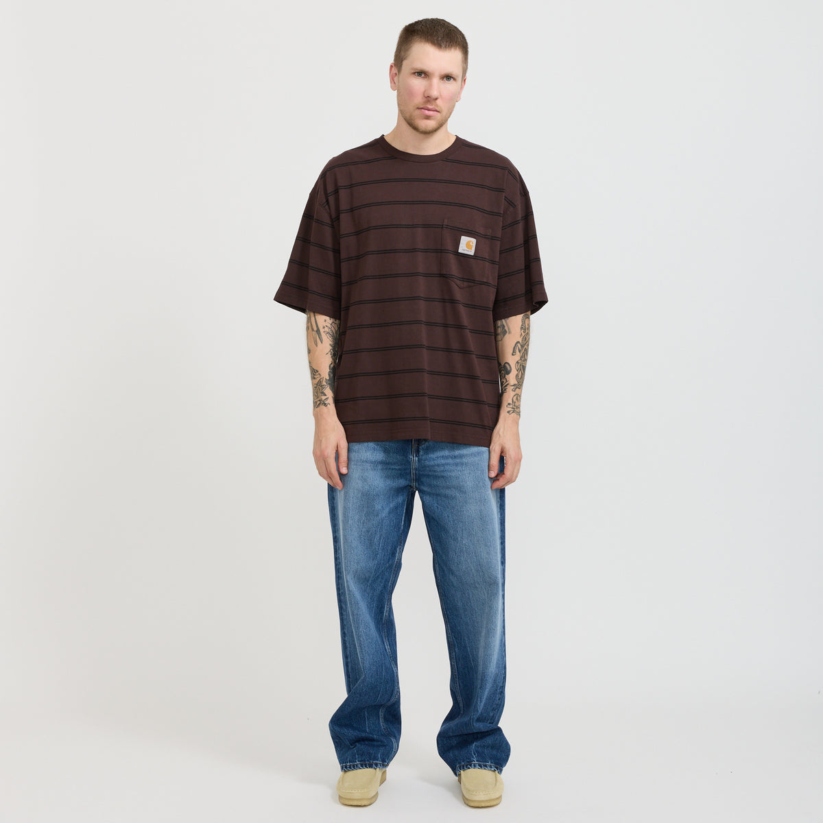 Carhartt WIP | S/S Cardona Pocket T-Shirt Cardona Stripe, Natural / Palisander | Maplestore