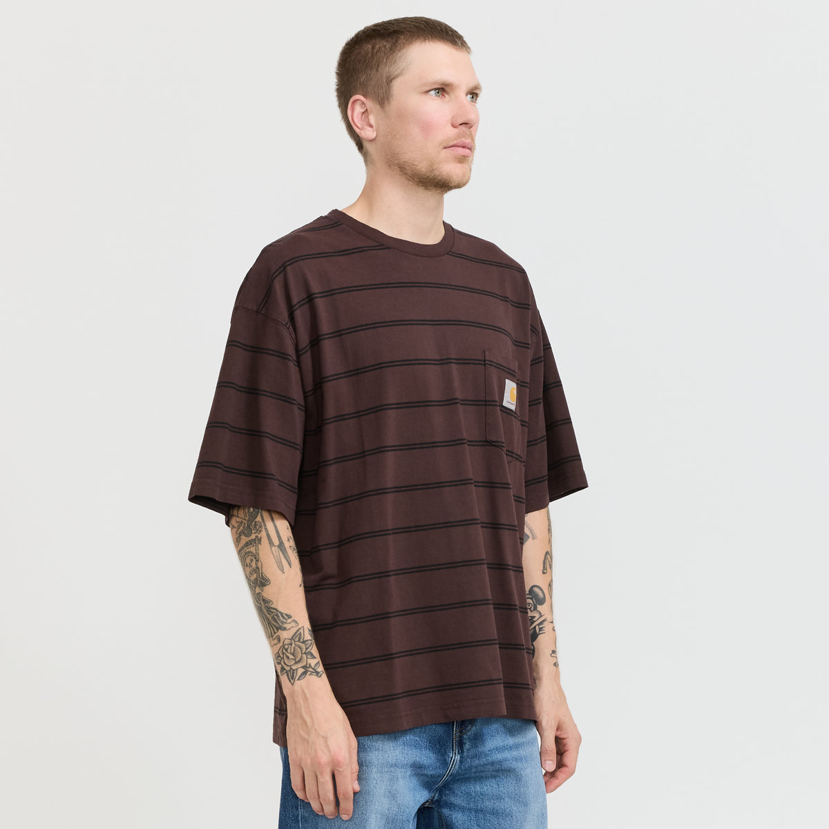 Carhartt WIP | S/S Cardona Pocket T-Shirt Cardona Stripe, Natural / Palisander | Maplestore