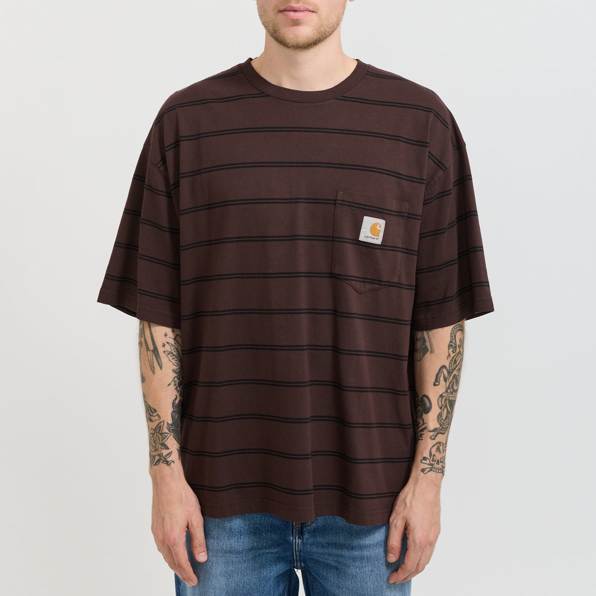 Carhartt WIP | S/S Cardona Pocket T-Shirt Cardona Stripe, Natural / Palisander | Maplestore
