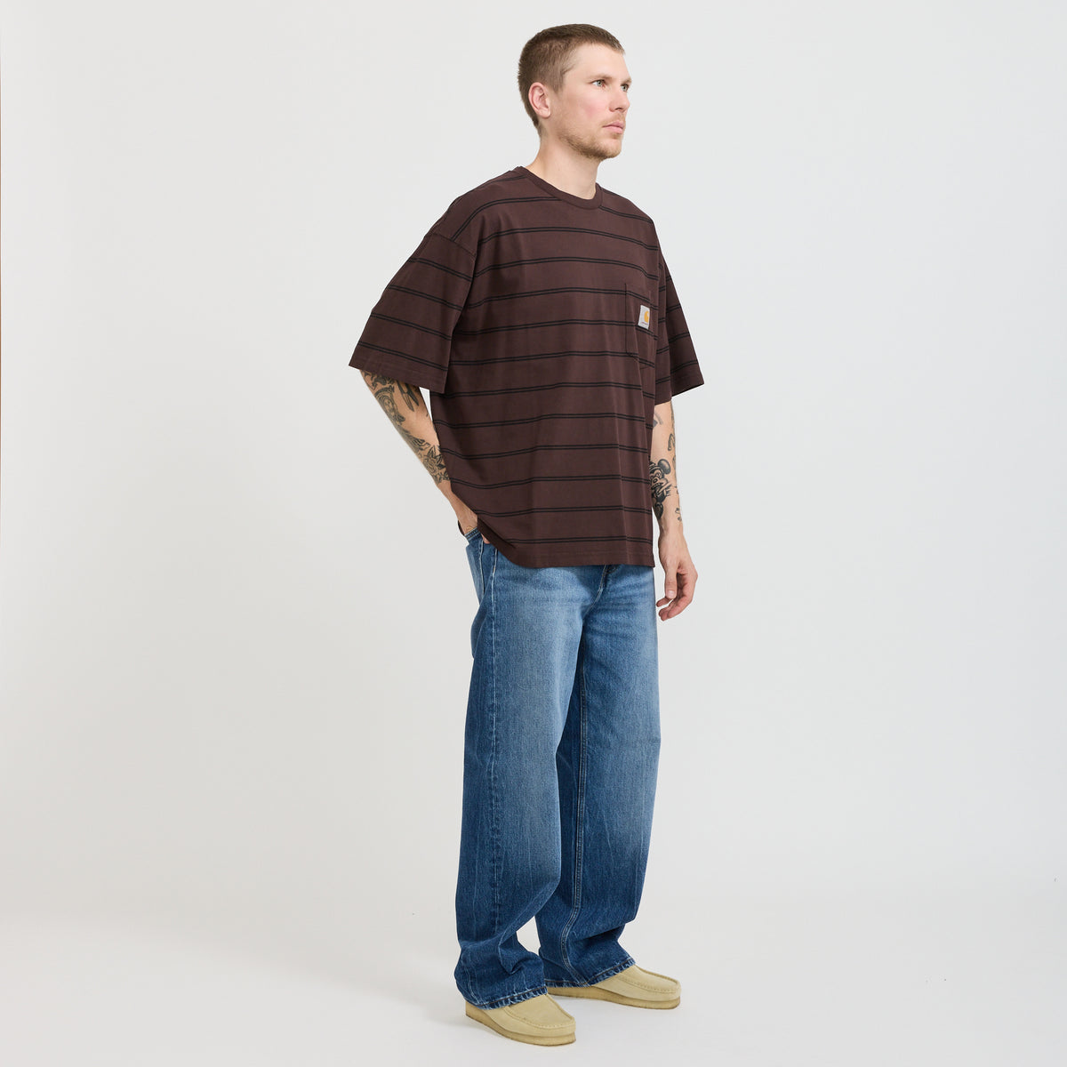 Carhartt WIP | S/S Cardona Pocket T-Shirt Cardona Stripe, Natural / Palisander | Maplestore