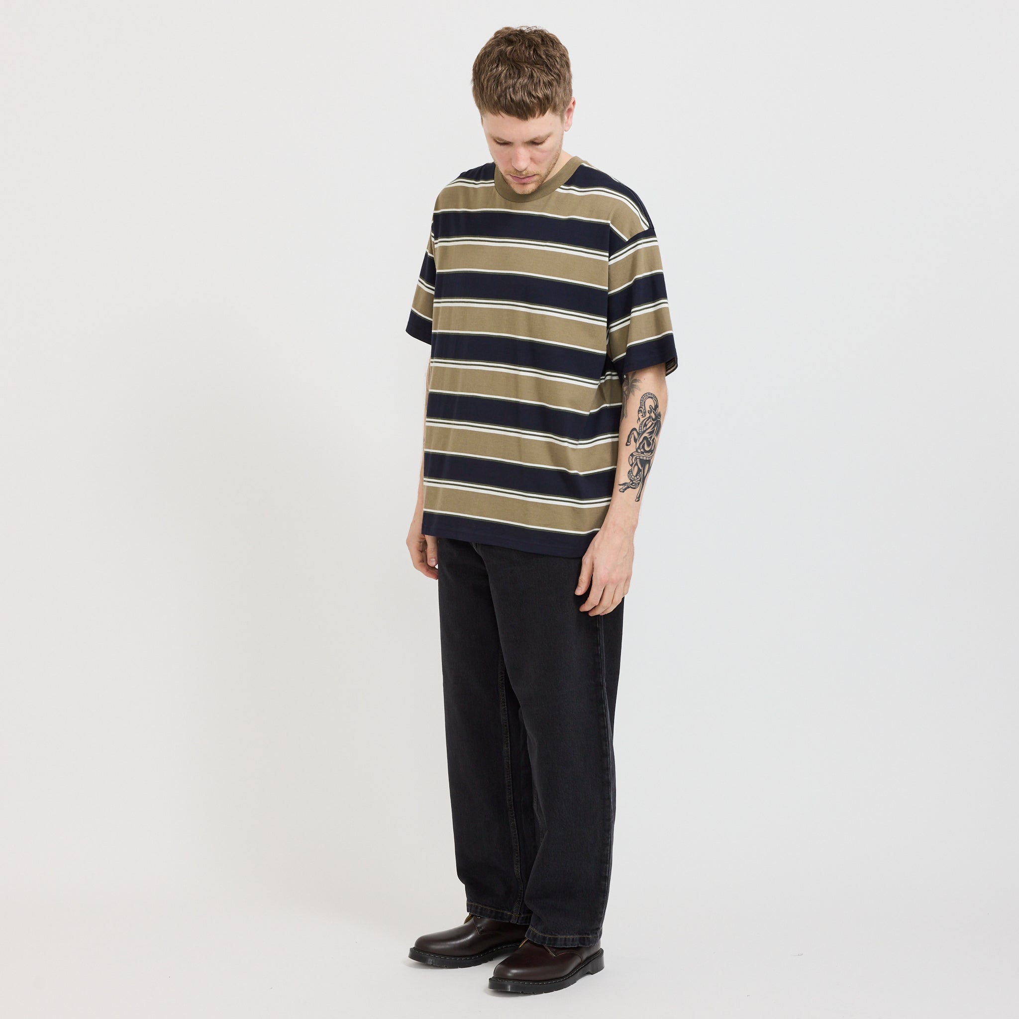 S/S Malone T-Shirt Malone Stripe Brass