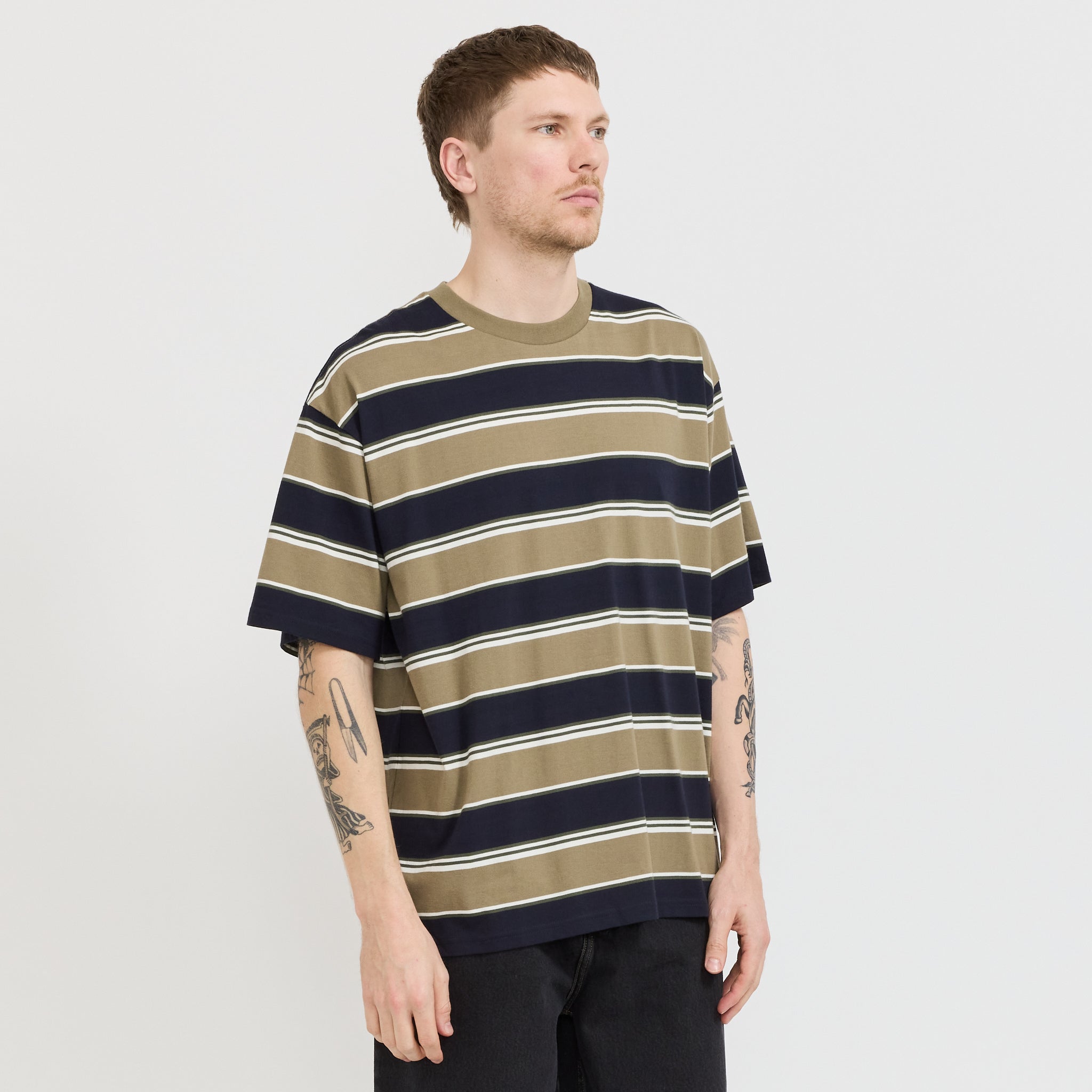 S/S Malone T-Shirt Malone Stripe Brass