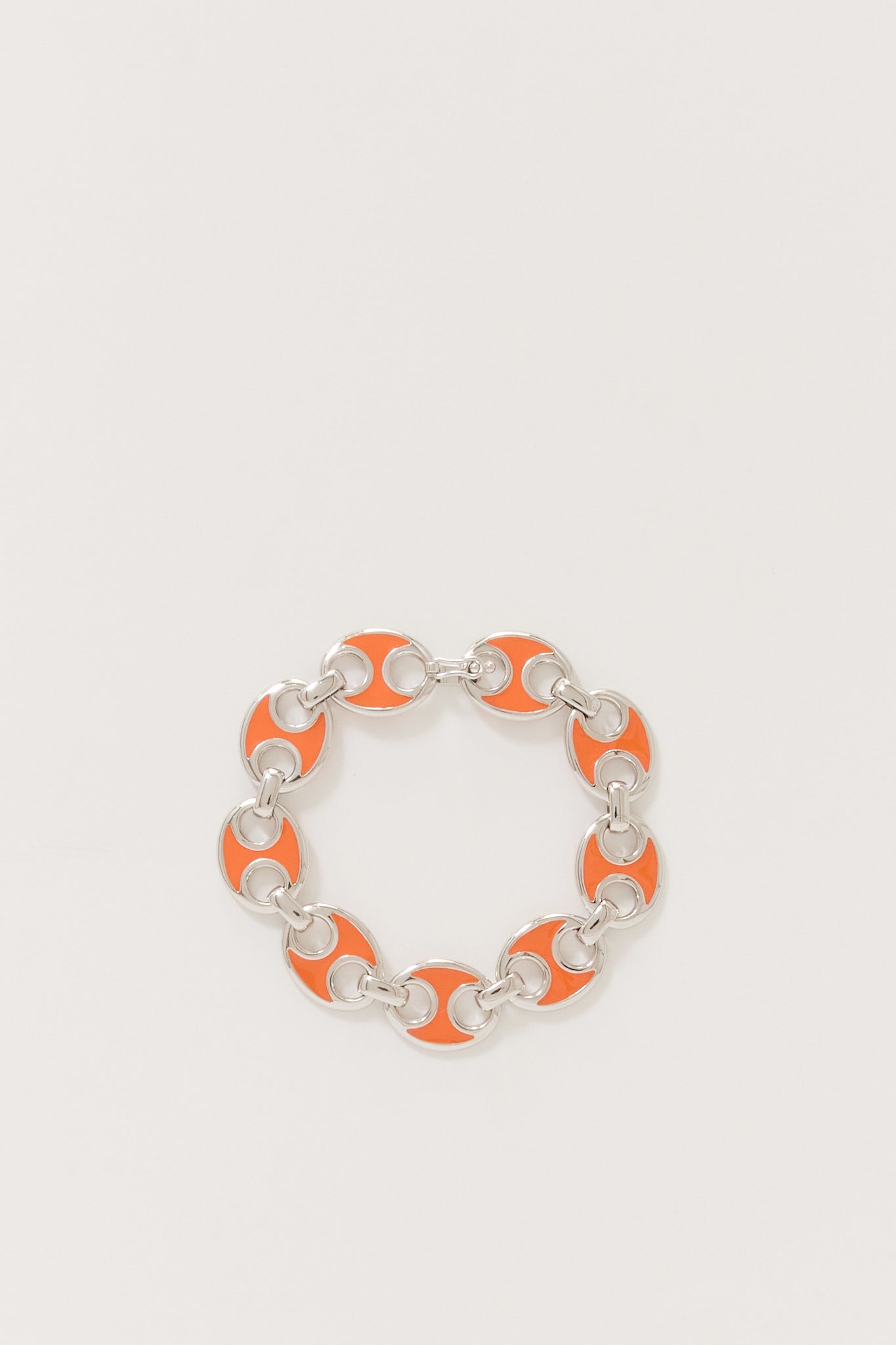 Checks | Enamel Link Bracelet Silver/Orange | Maplestore