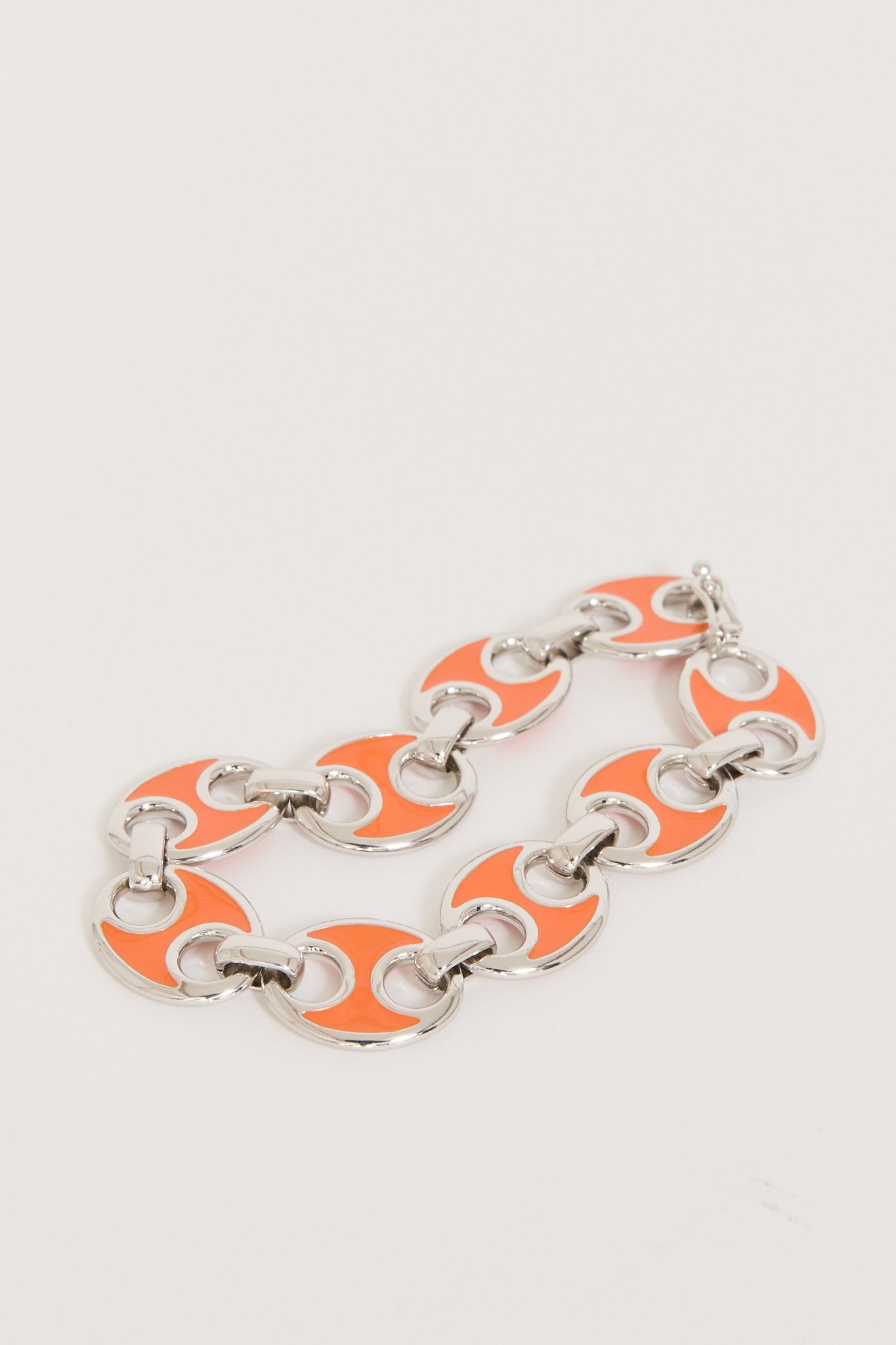 Checks | Enamel Link Bracelet Silver/Orange | Maplestore