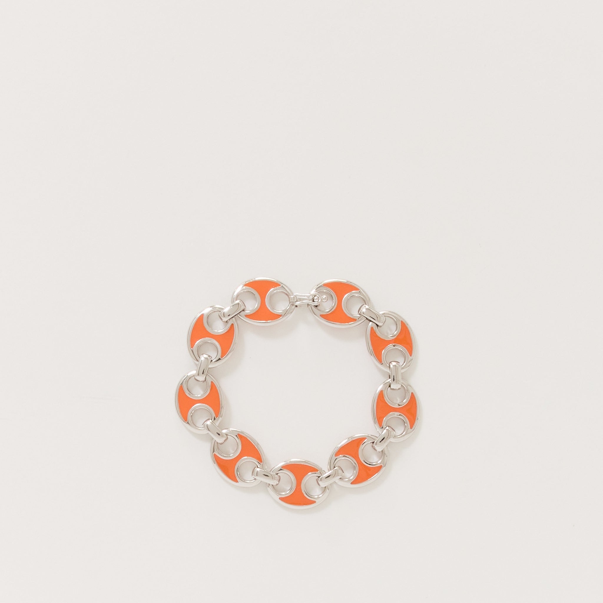 Enamel Link Bracelet Silver/Orange