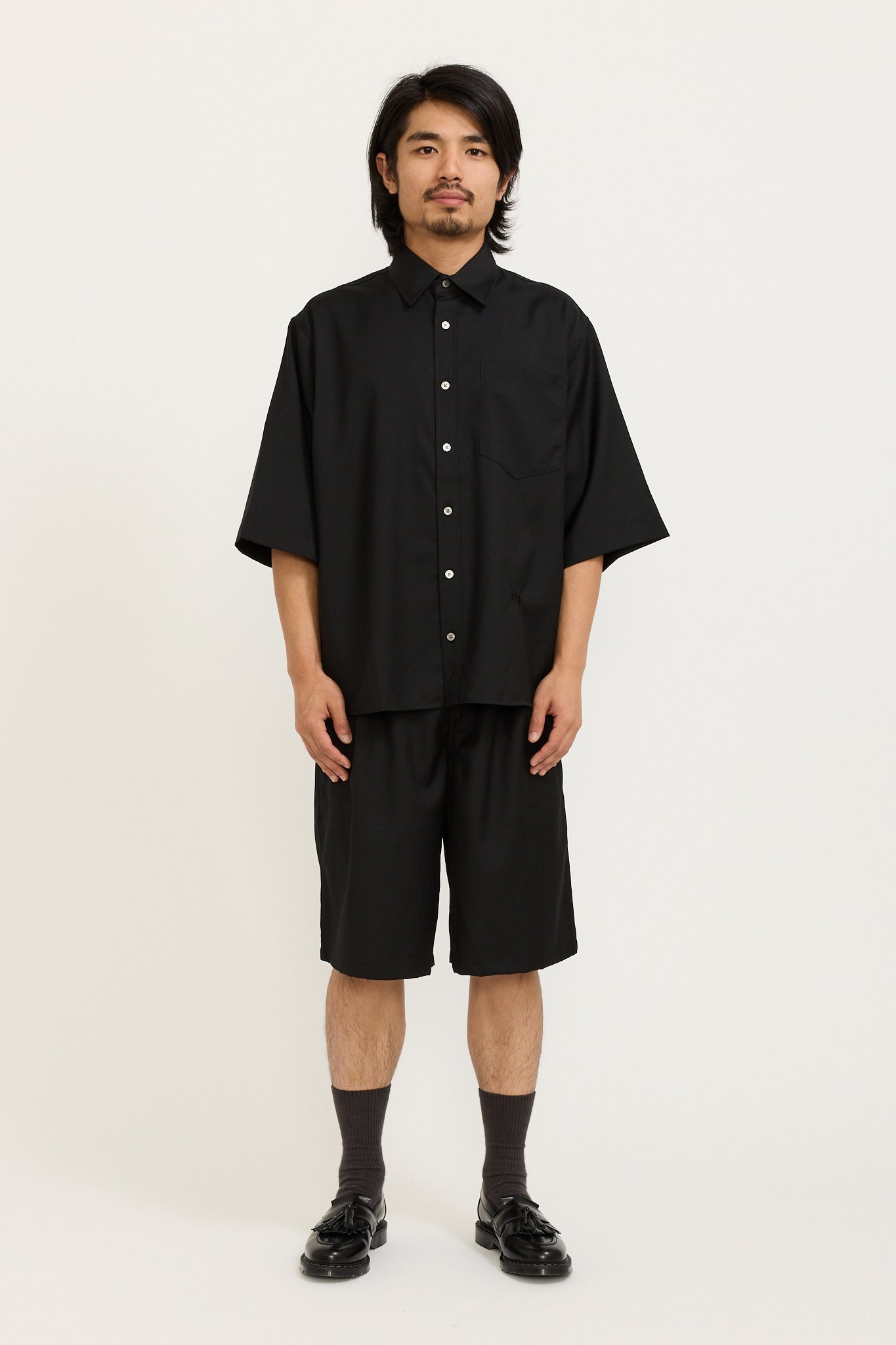 S/S Generous Shirt Black Wool