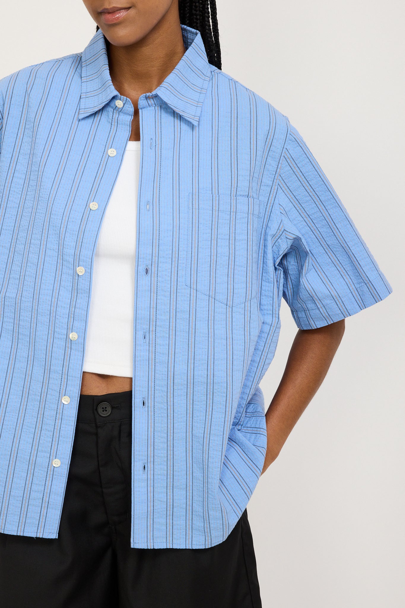 Tender Shirt Blue Seersucker Womens