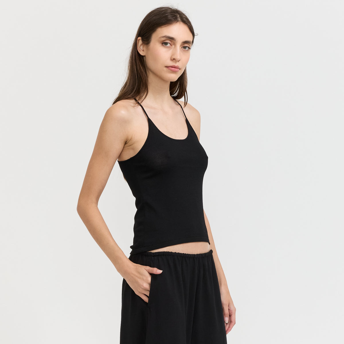 Easy Dry Wool Cami Top Black