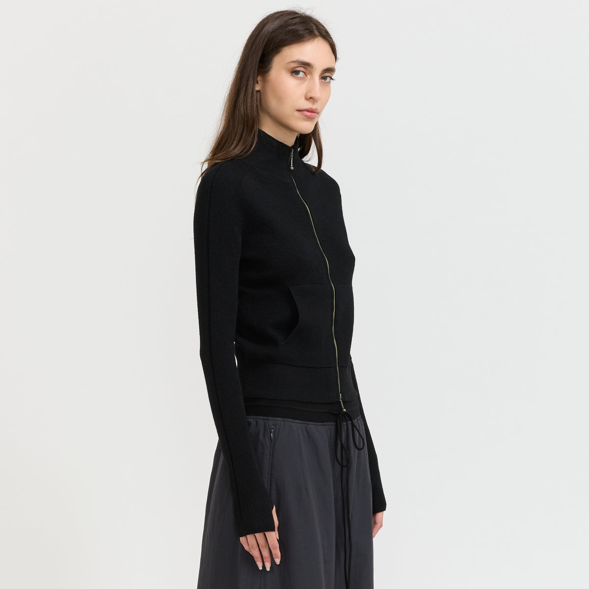 Jogging Zip Up Cardigan Black
