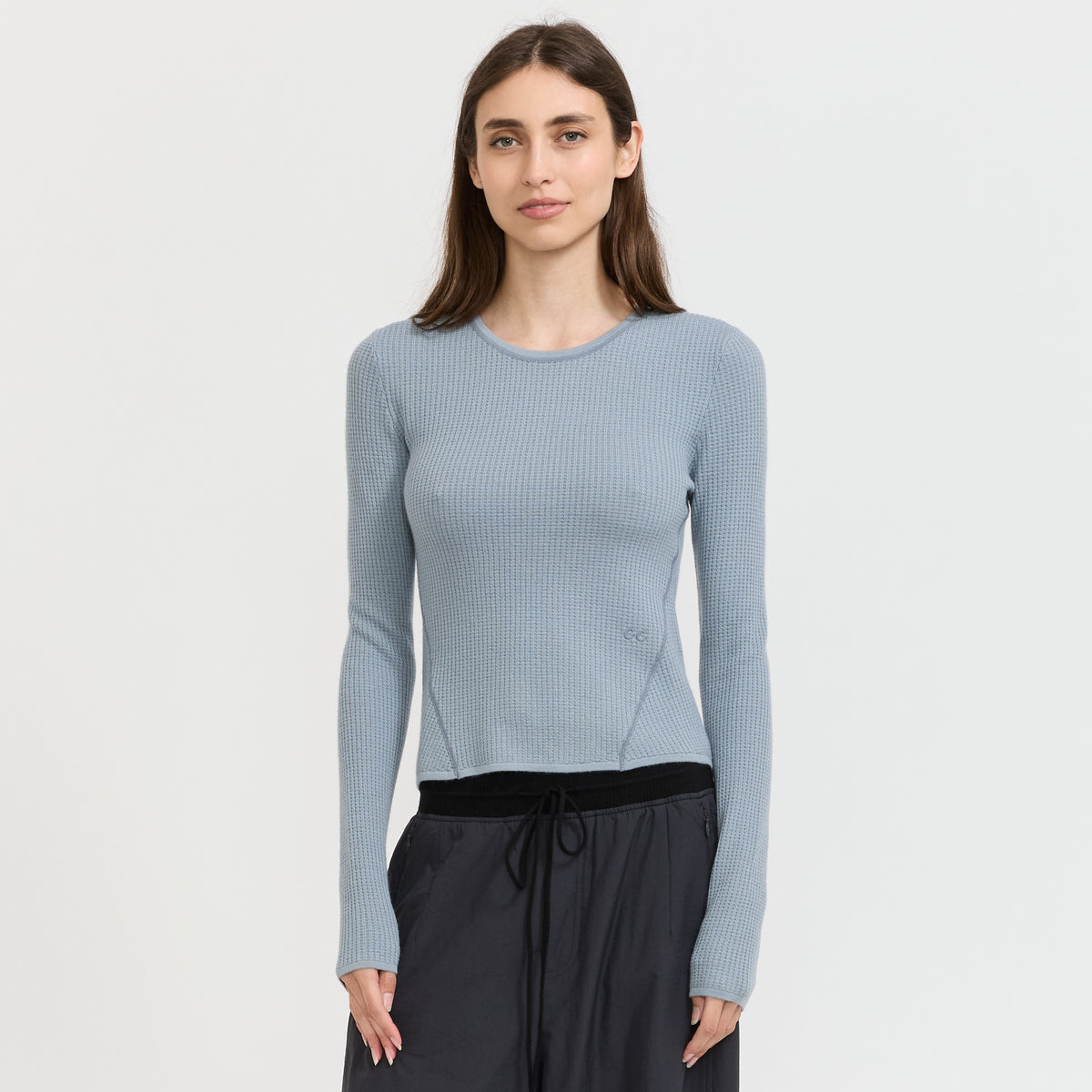 Rhythm Wool Waffle Fitted Tee Blue